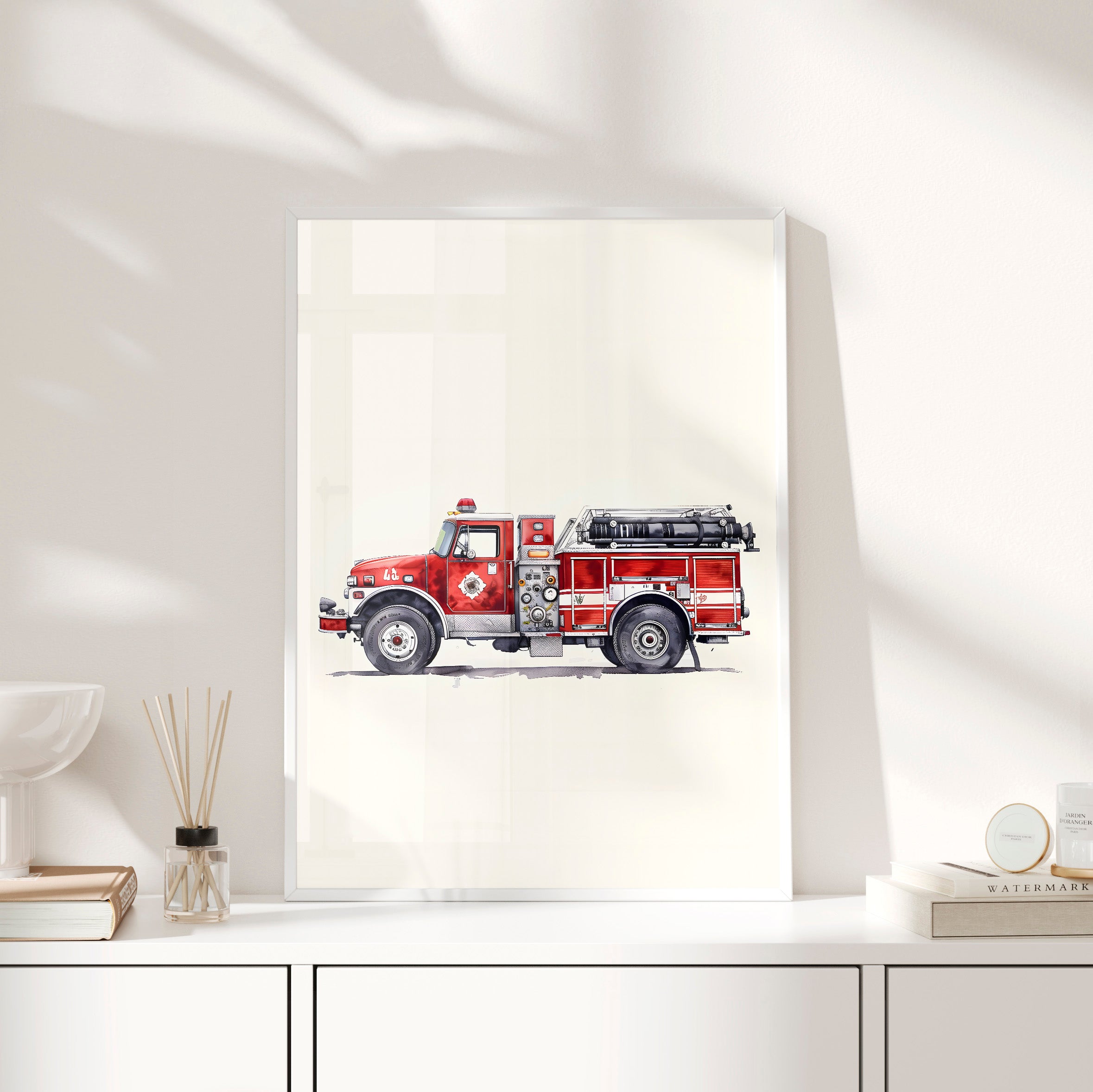 Framed Paper Print - Classic Pumper Firetruck