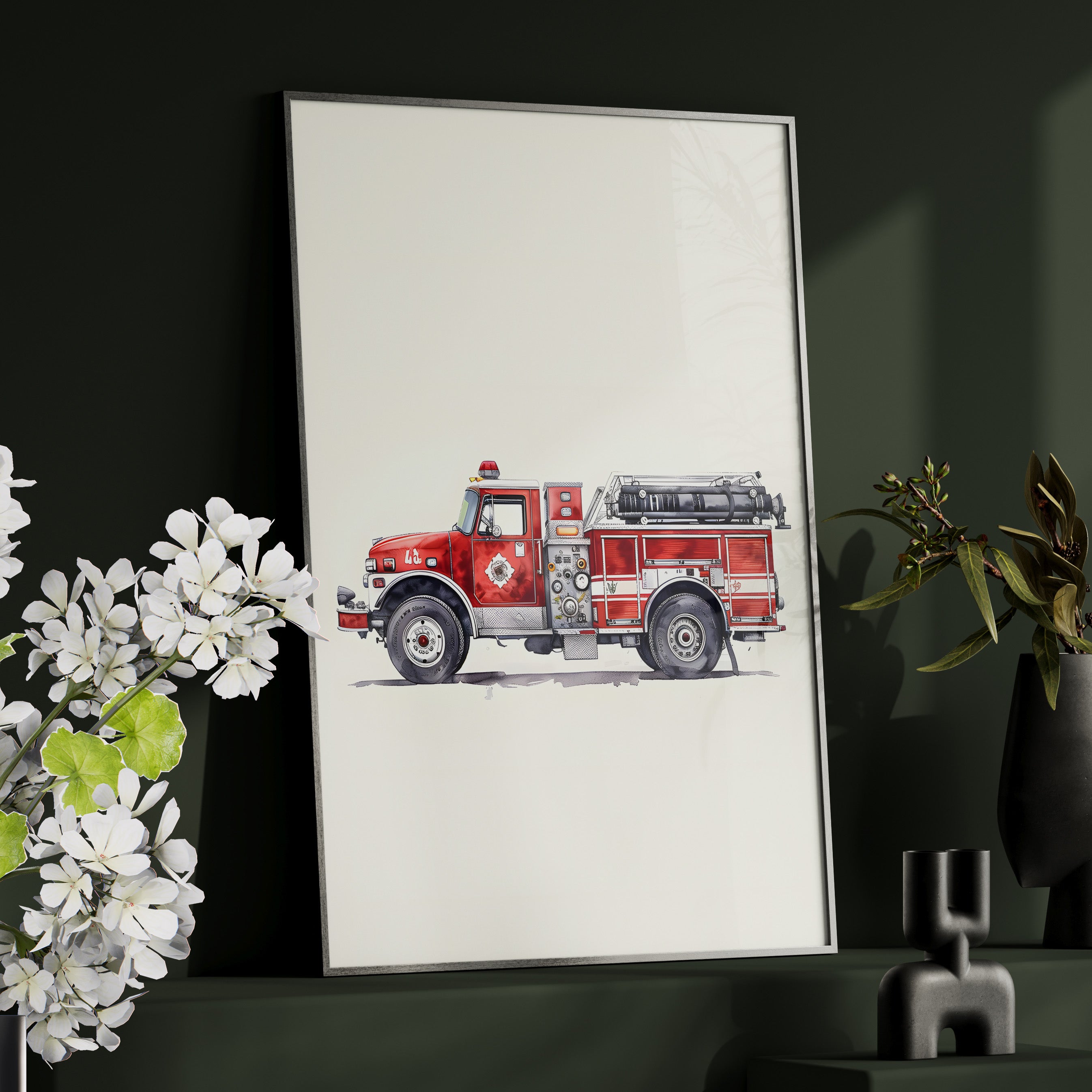 Framed Paper Print - Classic Pumper Firetruck