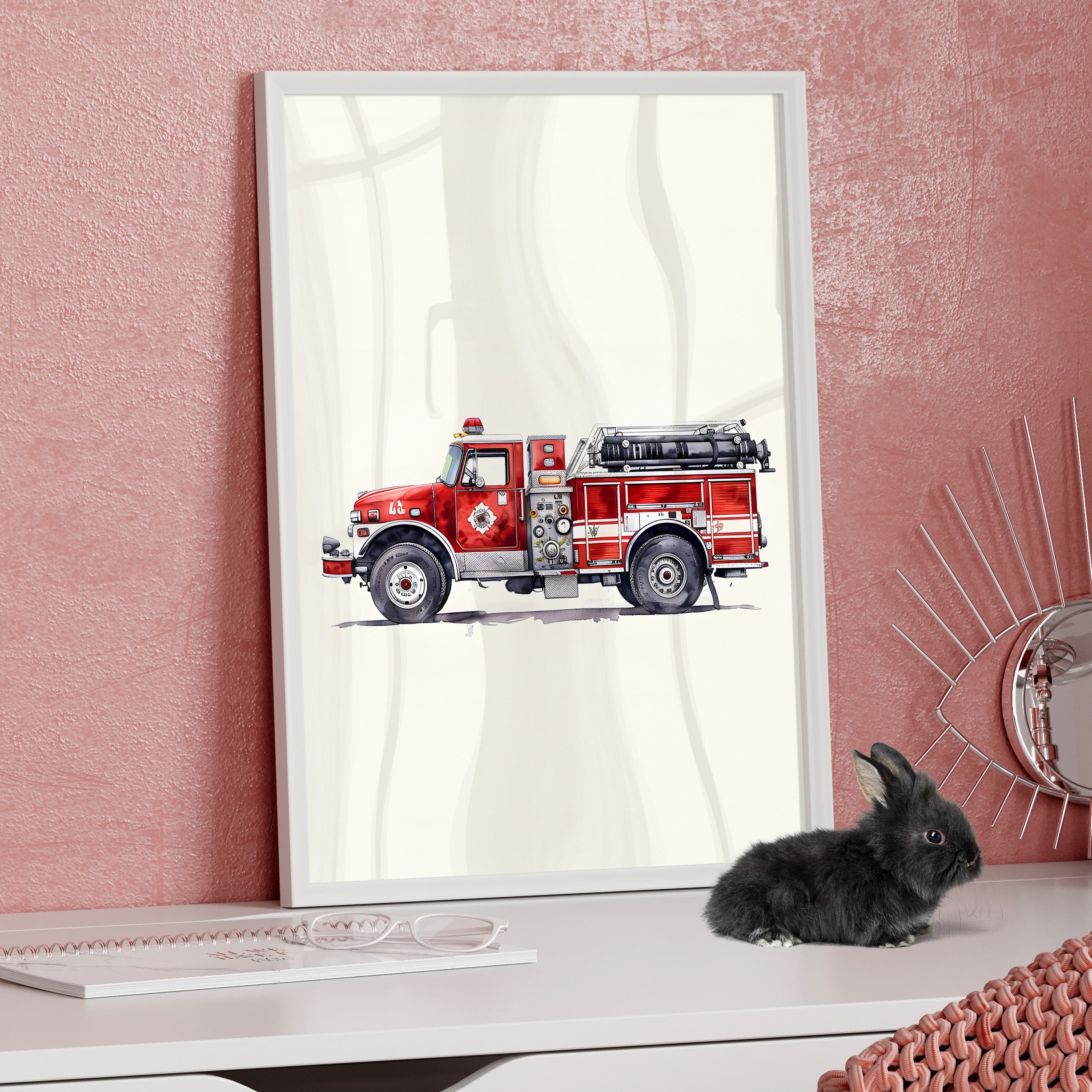 Framed Paper Print - Classic Pumper Firetruck