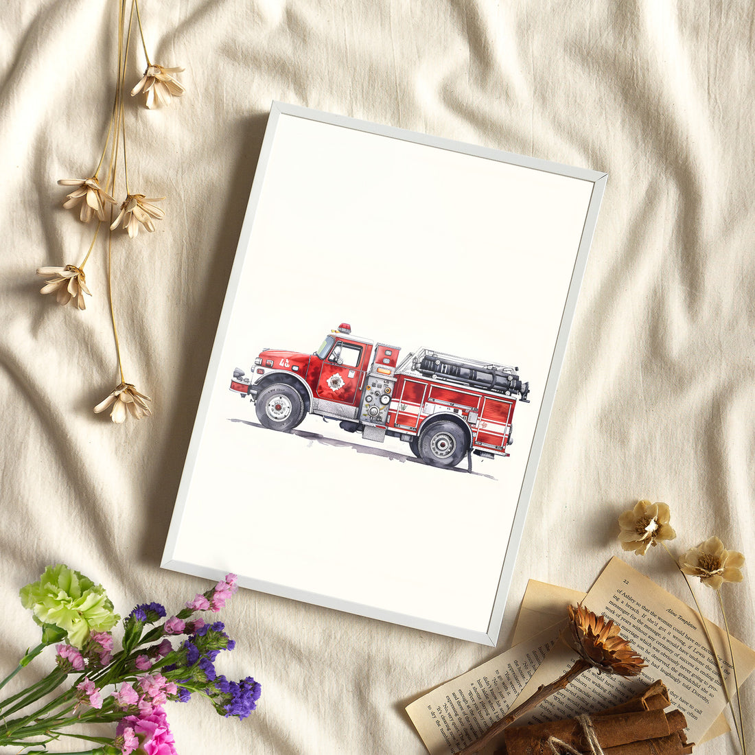 Framed Paper Print - Classic Pumper Firetruck