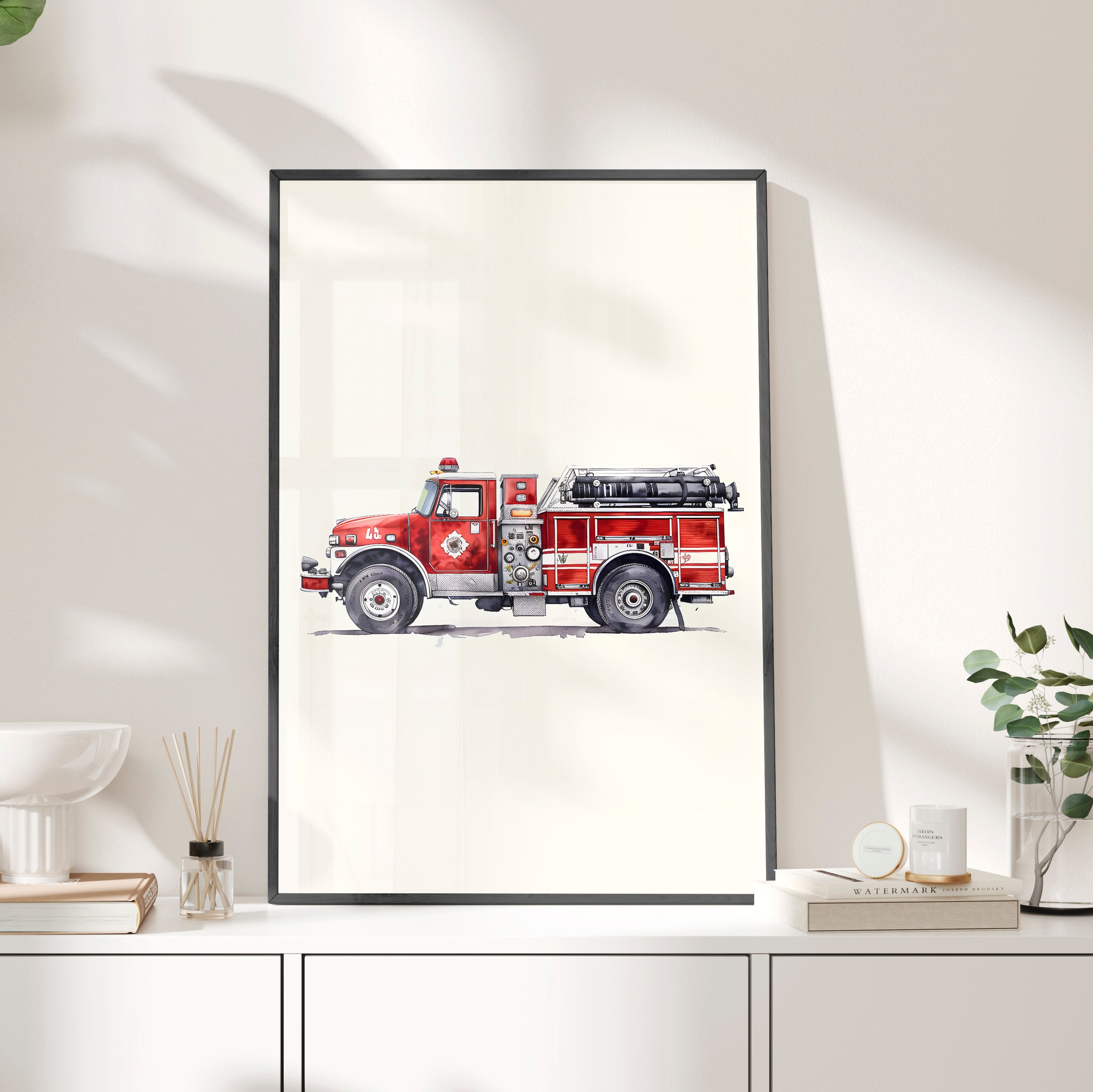 Framed Paper Print - Classic Pumper Firetruck