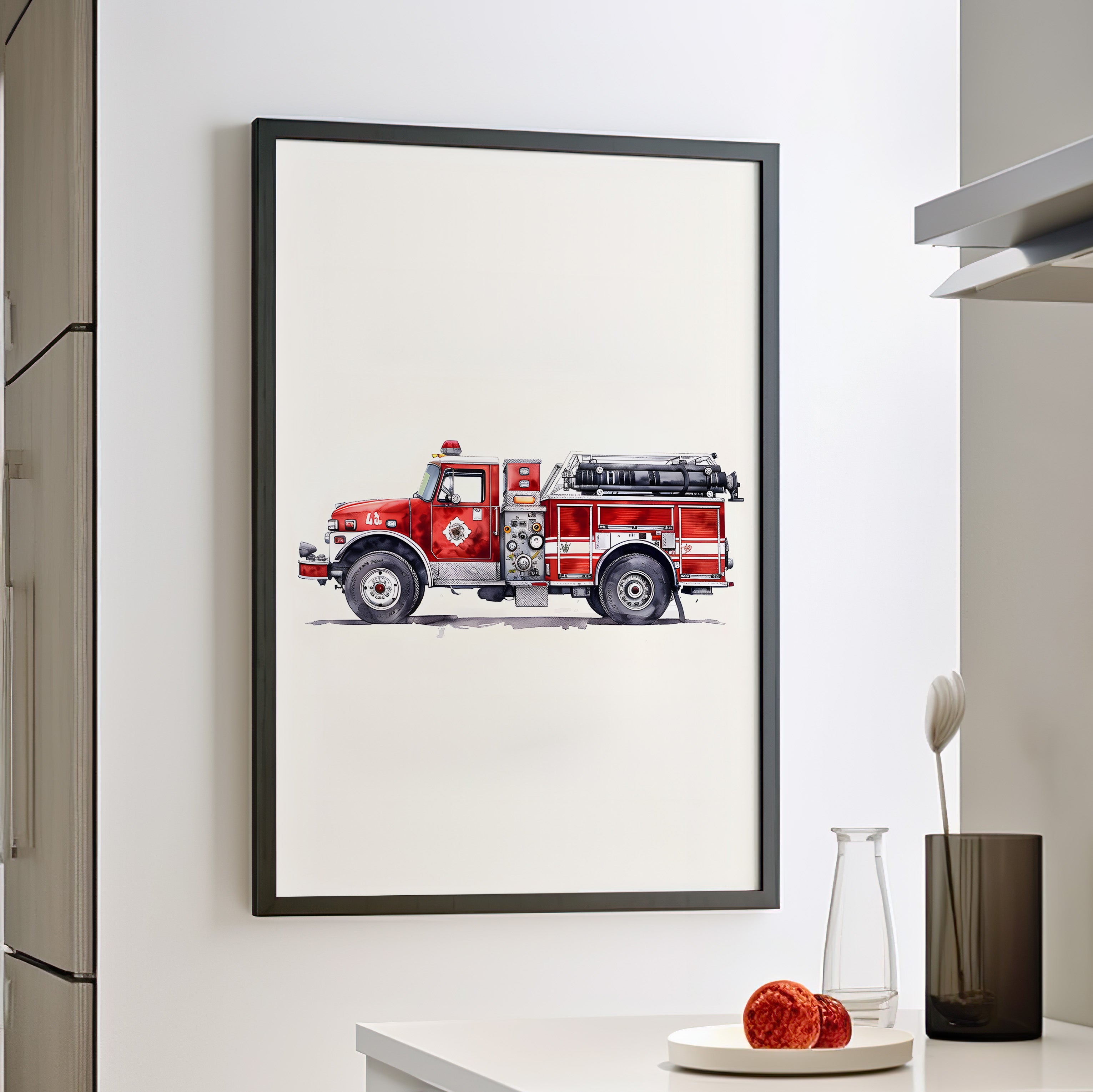 Framed Paper Print - Classic Pumper Firetruck