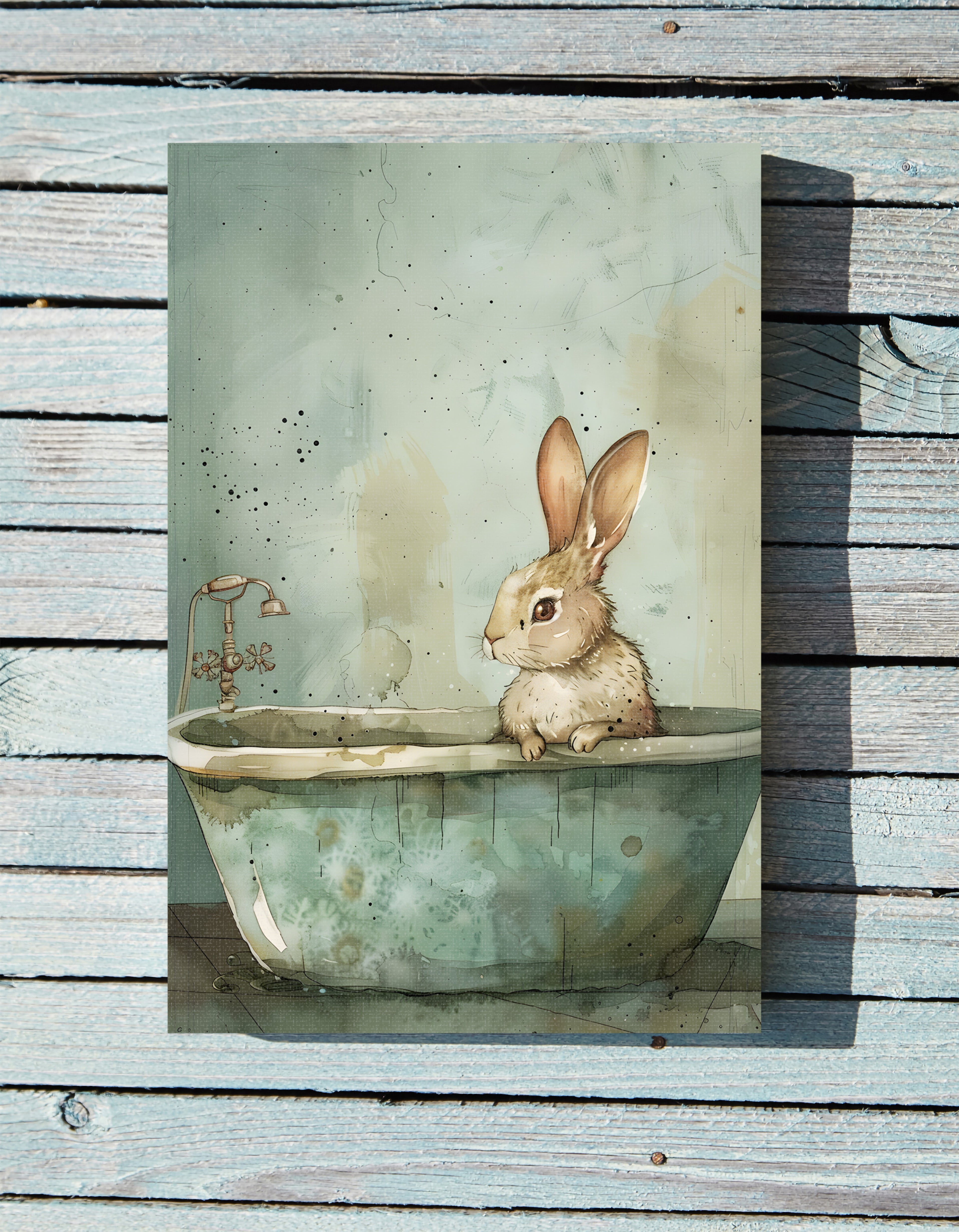 .75" Matte Canvas - Bunny Bath Day Whimsy