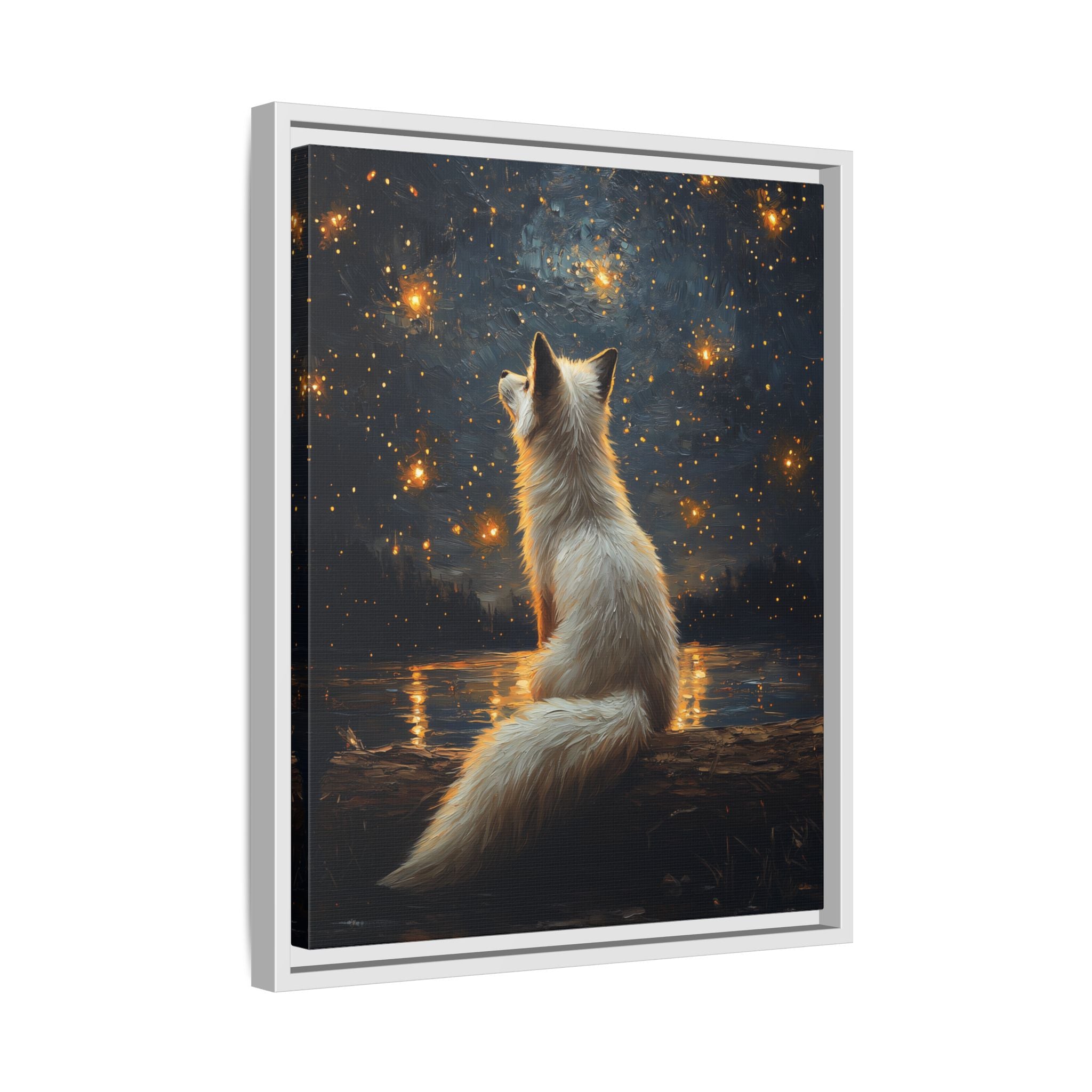 Framed Canvas - Stargazing Fox Reverie
