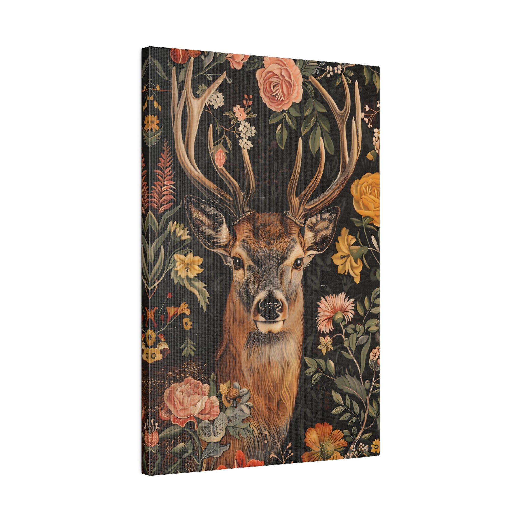 .75" Matte Canvas - Floral Deer Majesty