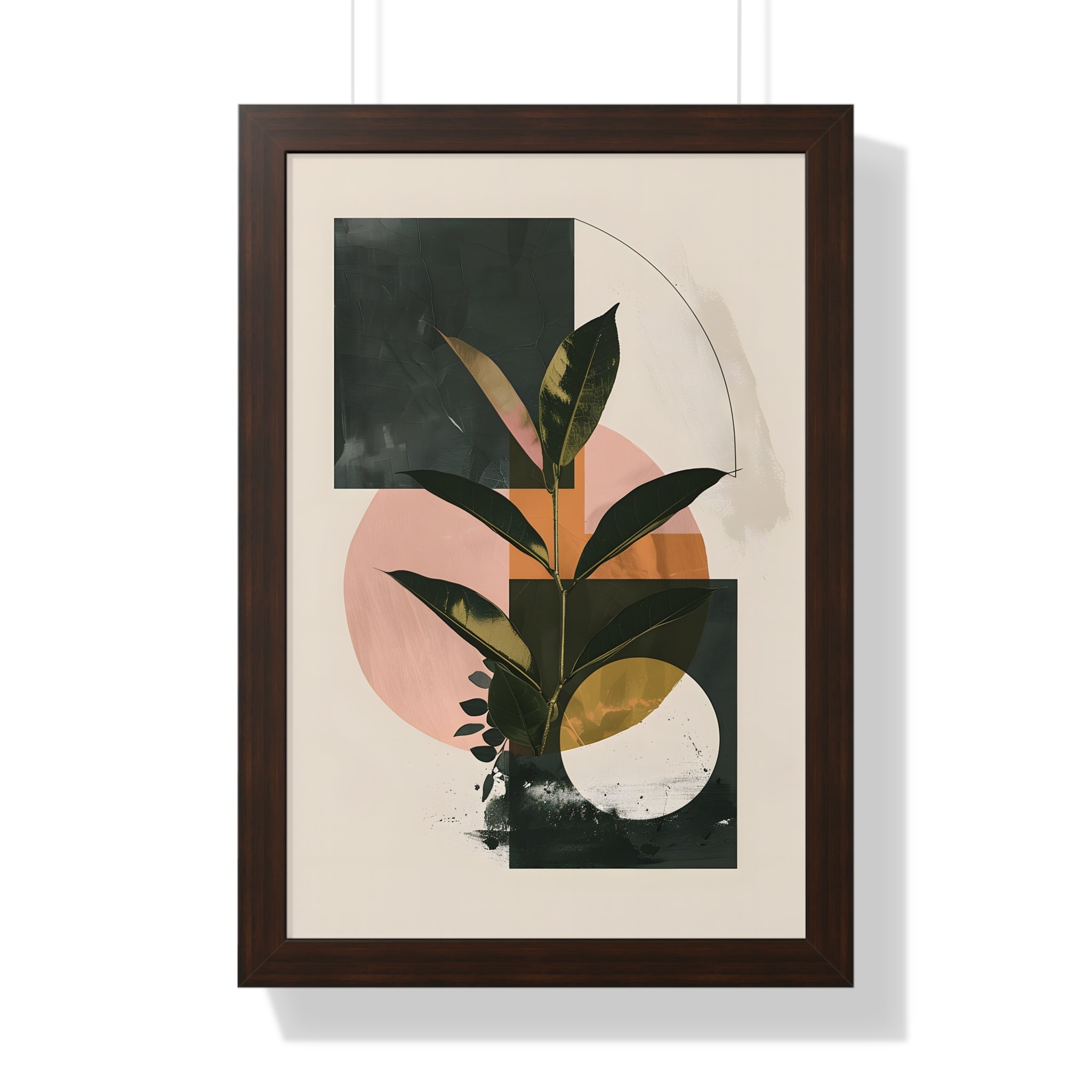 Framed Paper Print - Blush Geometry Leafscape