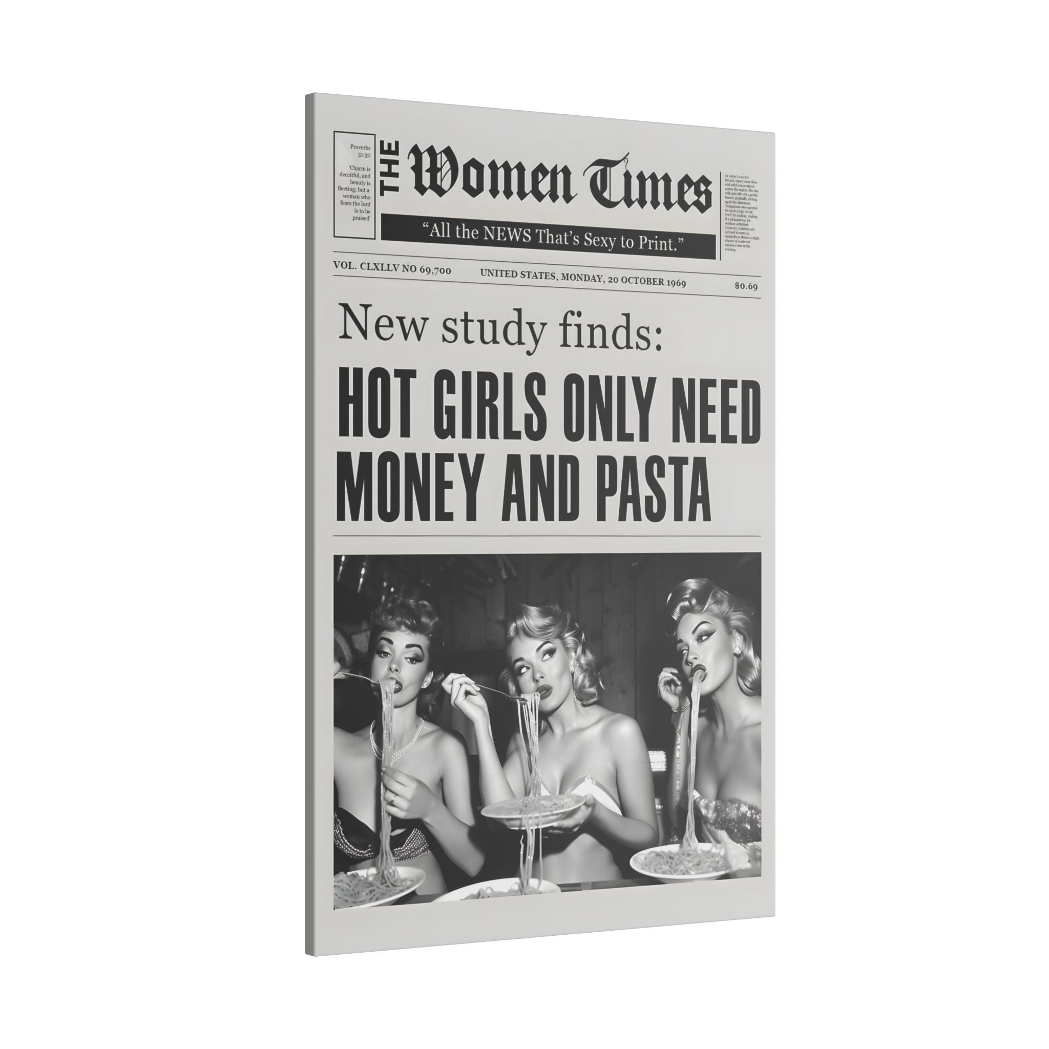 .75" Matte Canvas - Retro Pasta Gazette