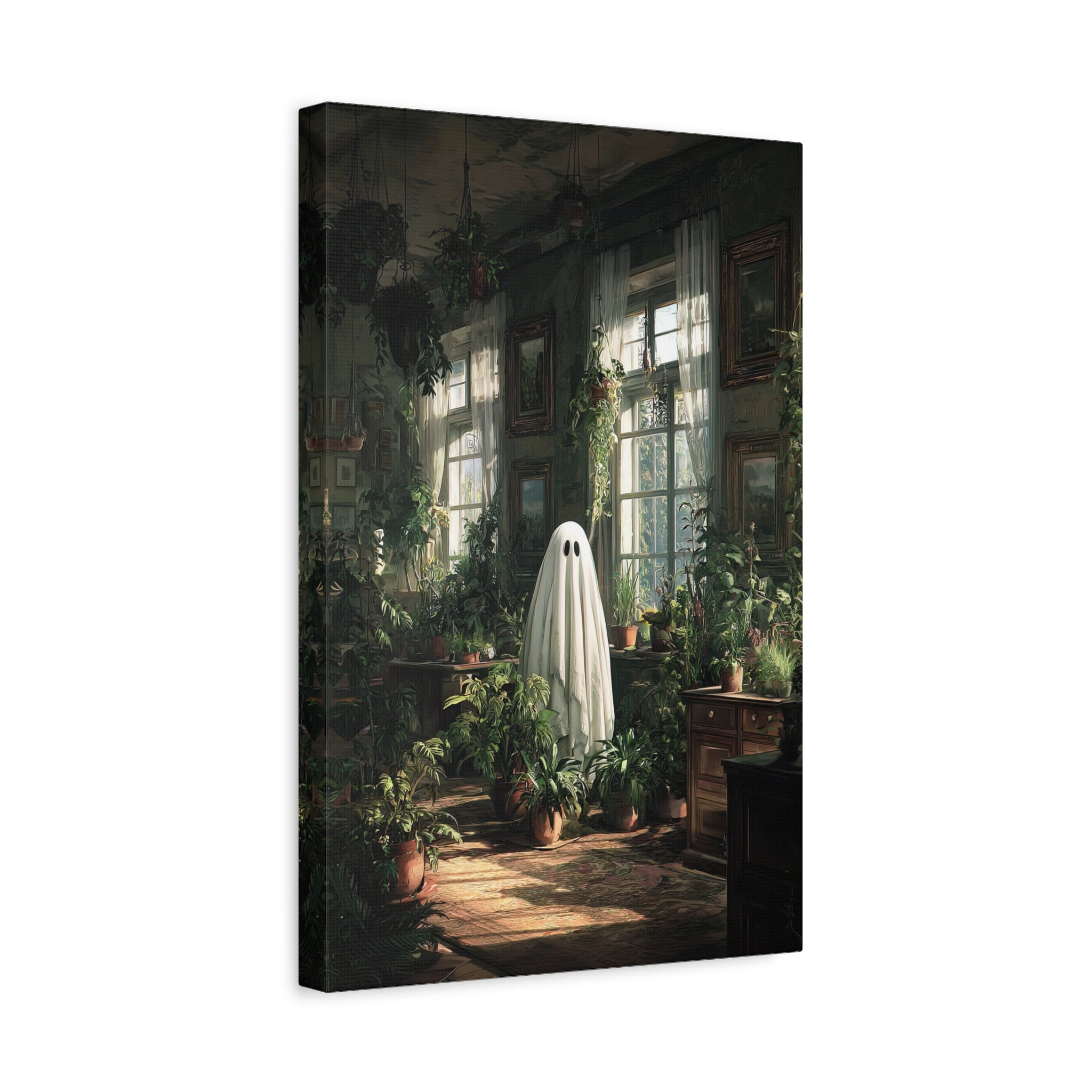 1.25" Matte Canvas - Ghost Among Houseplants