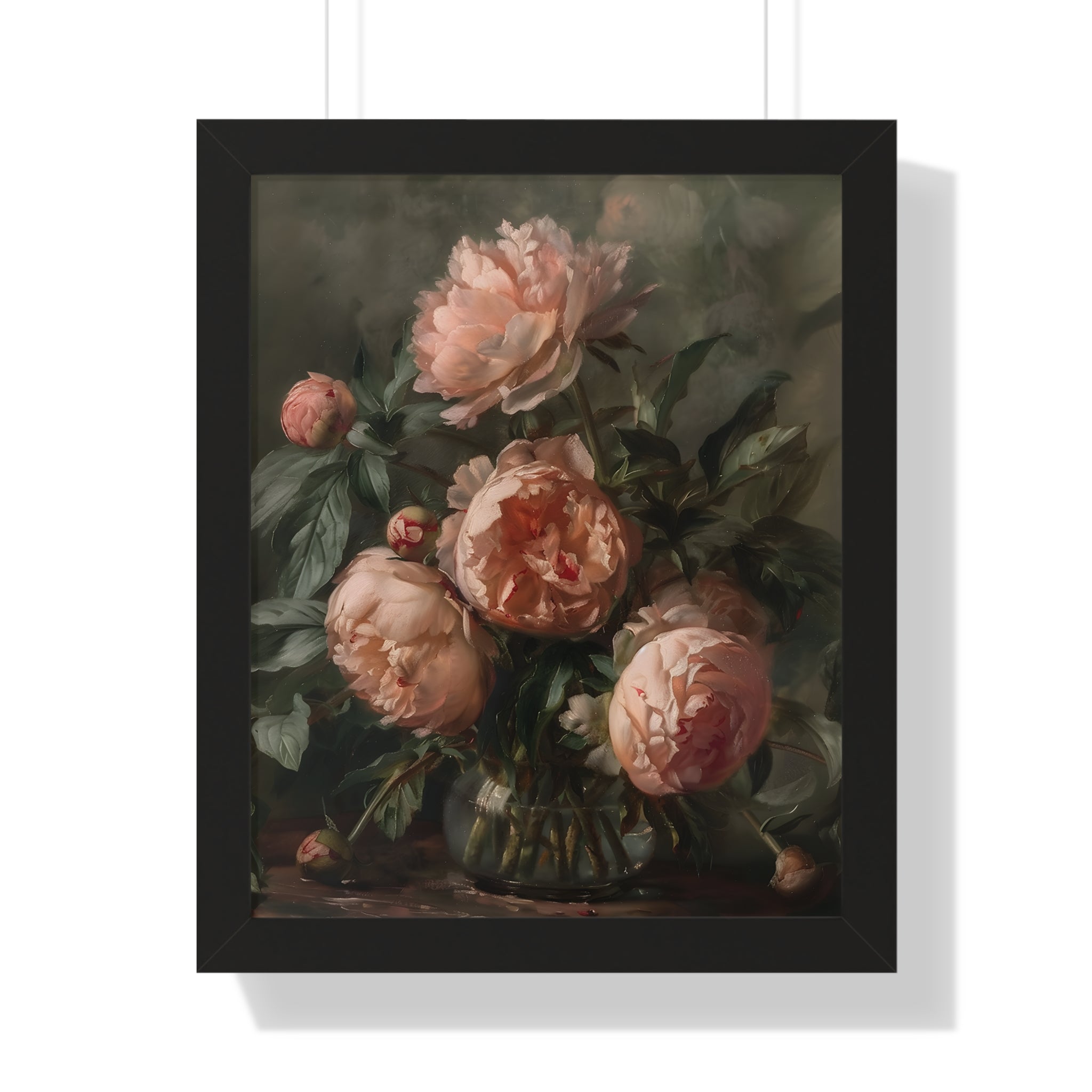 Framed Paper Print - Vintage Blush Peony Bouquet