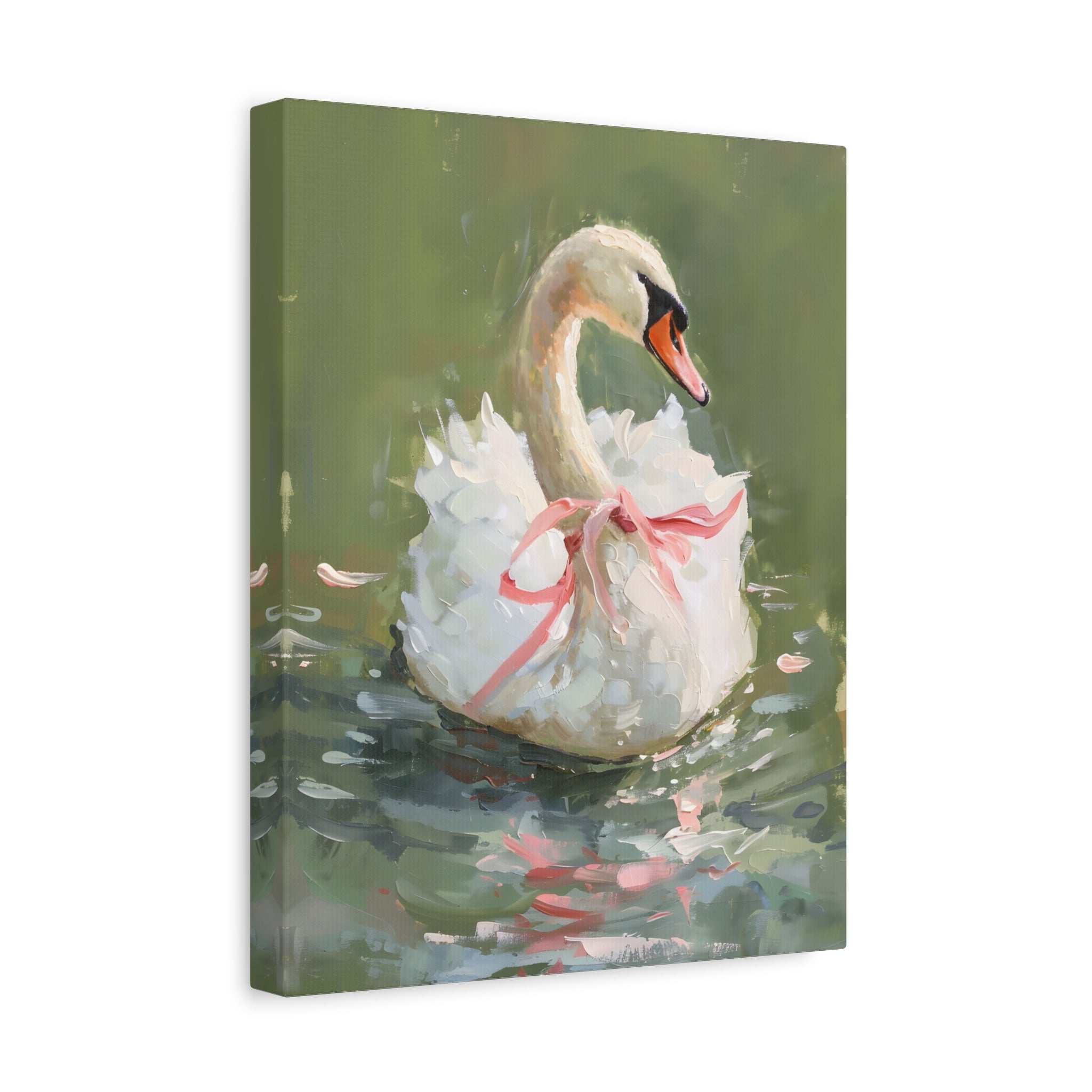 1.25" Matte Canvas - Ballet Swan in Pink Bow