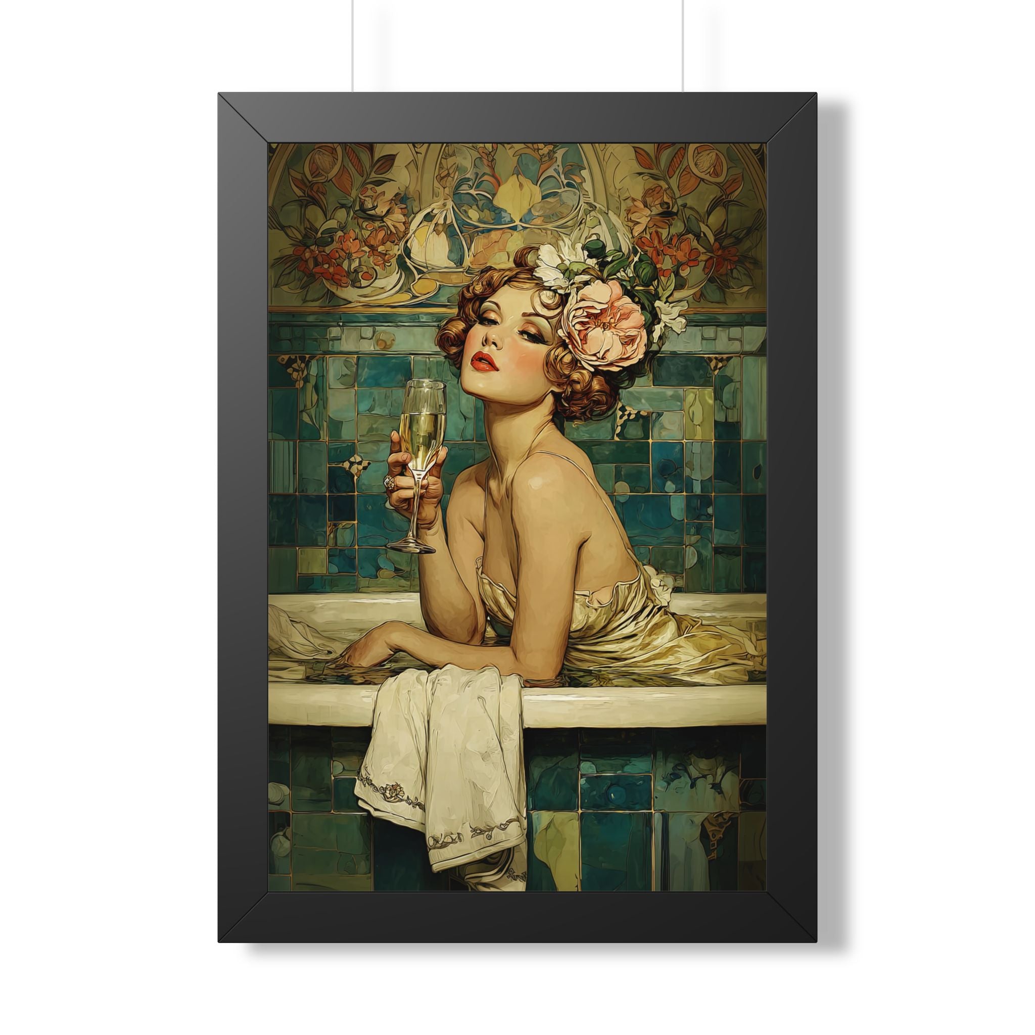 Framed Paper Print - Champagne Bathtub Coquette