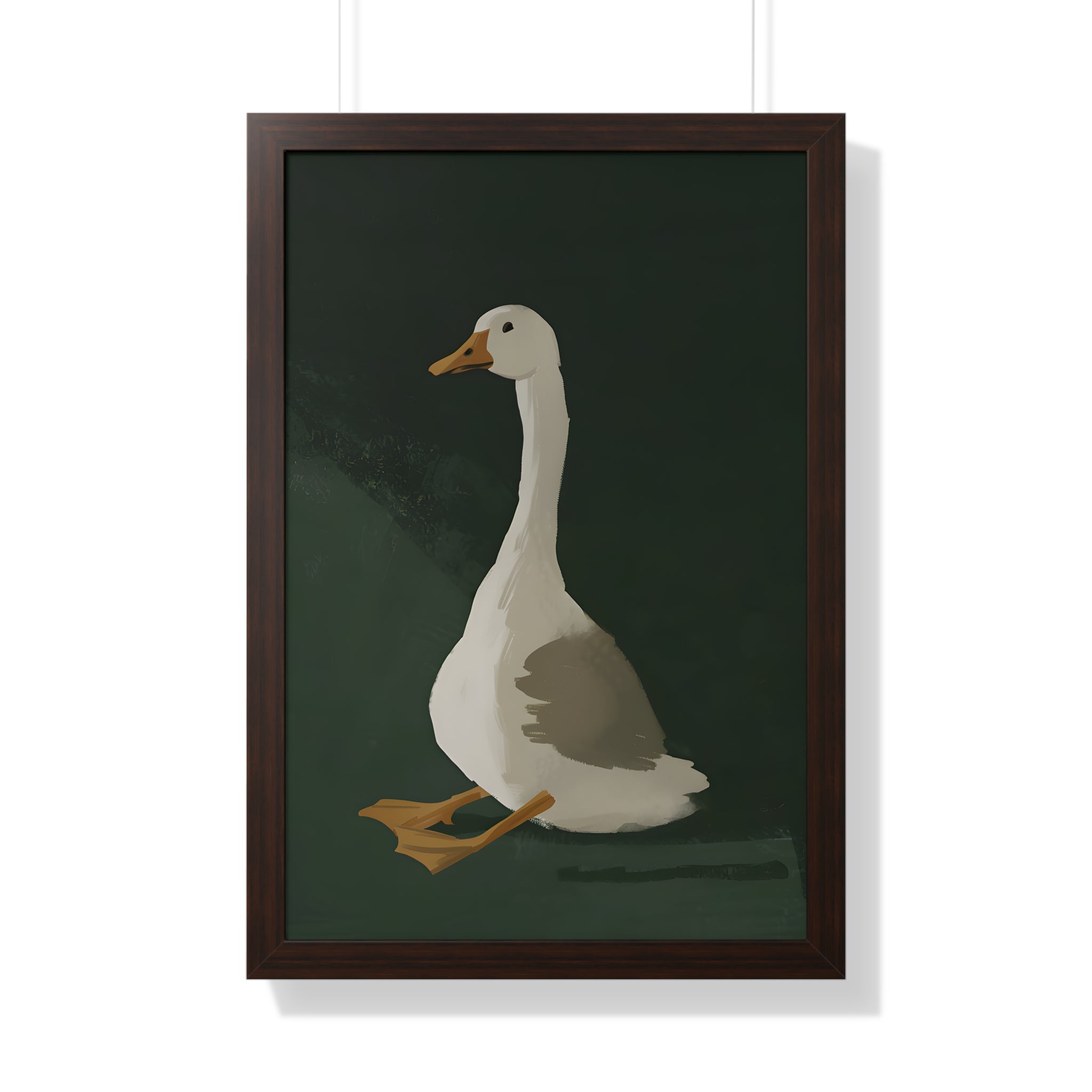 Framed Paper Print - Sitting Goose in Spotlight