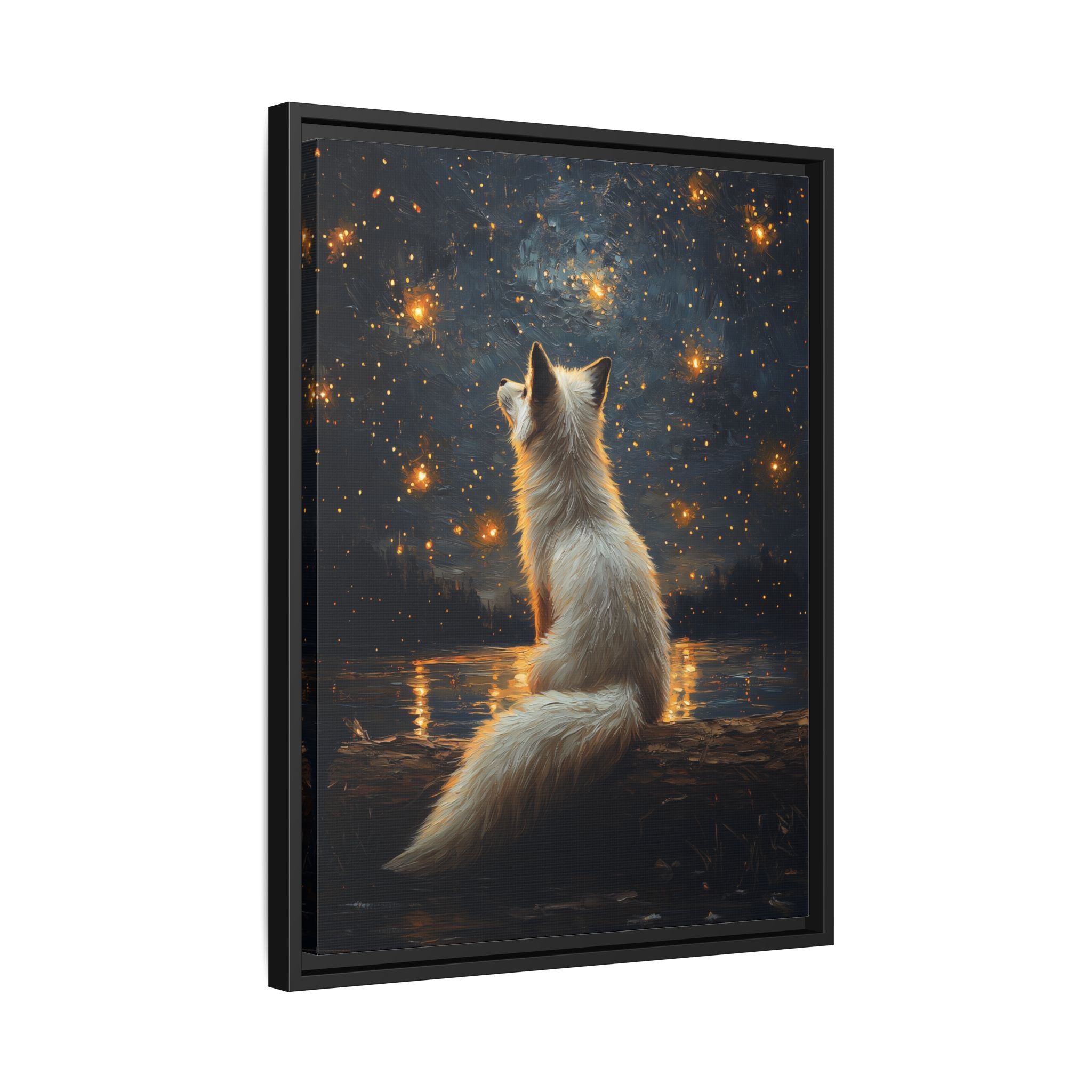 Framed Canvas - Stargazing Fox Reverie