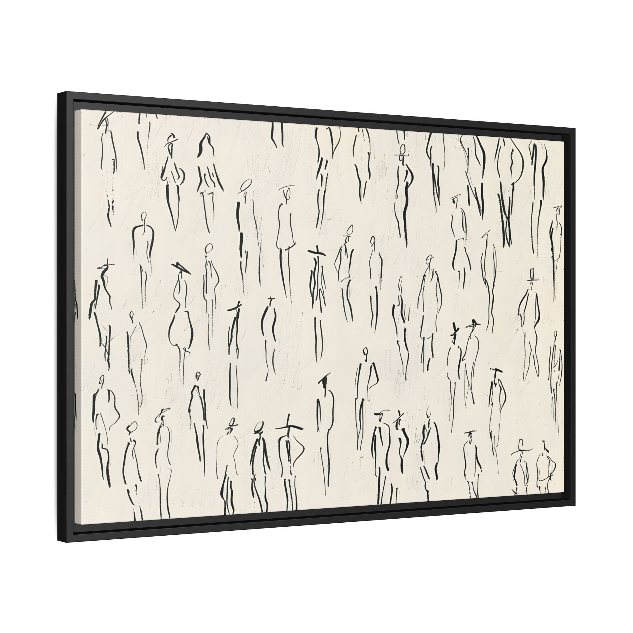 Framed Canvas - Crowd in Motion Linework