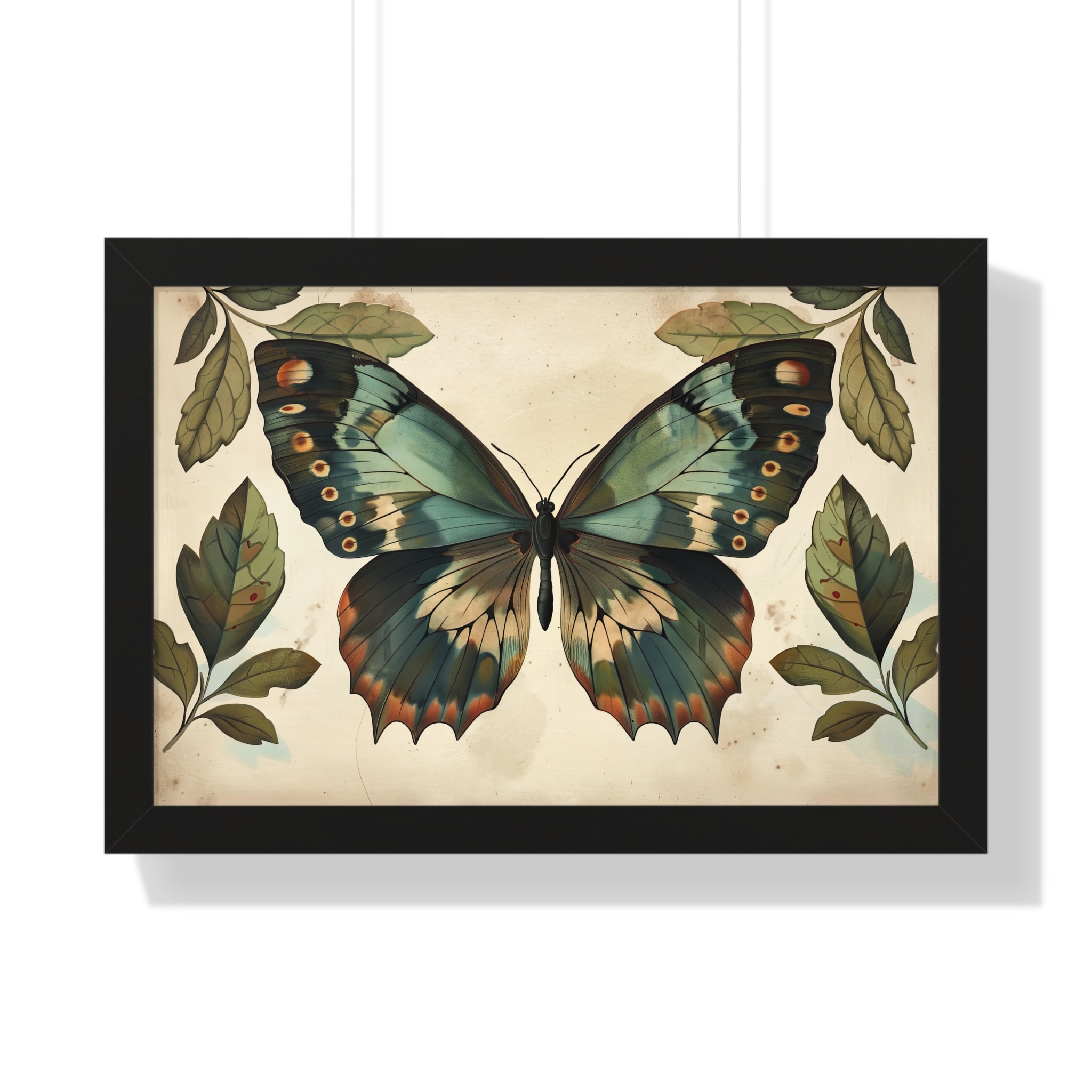 Framed Paper Print - Vintage Iridescent Butterfly Bloom