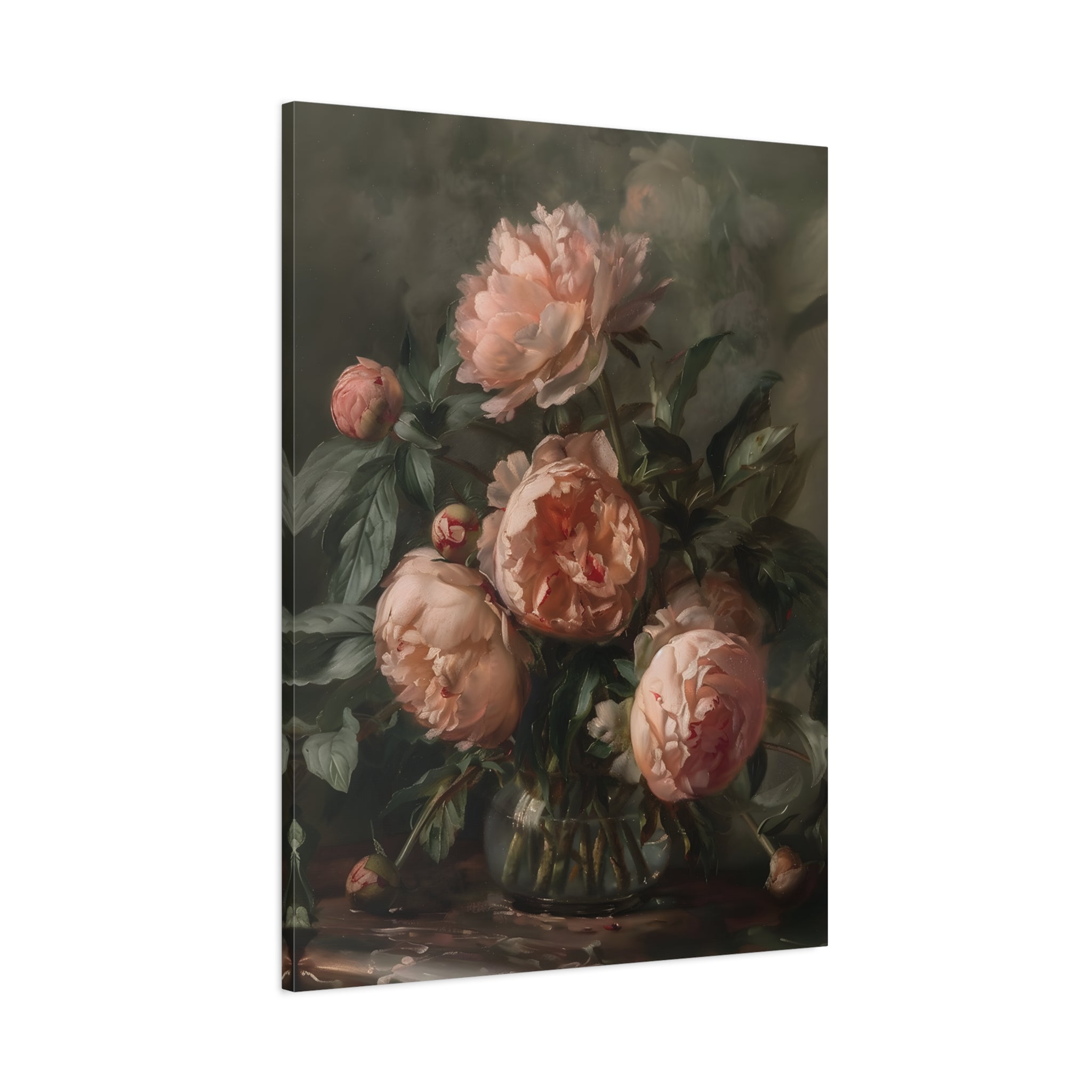 1.25" Matte Canvas - Vintage Blush Peony Bouquet
