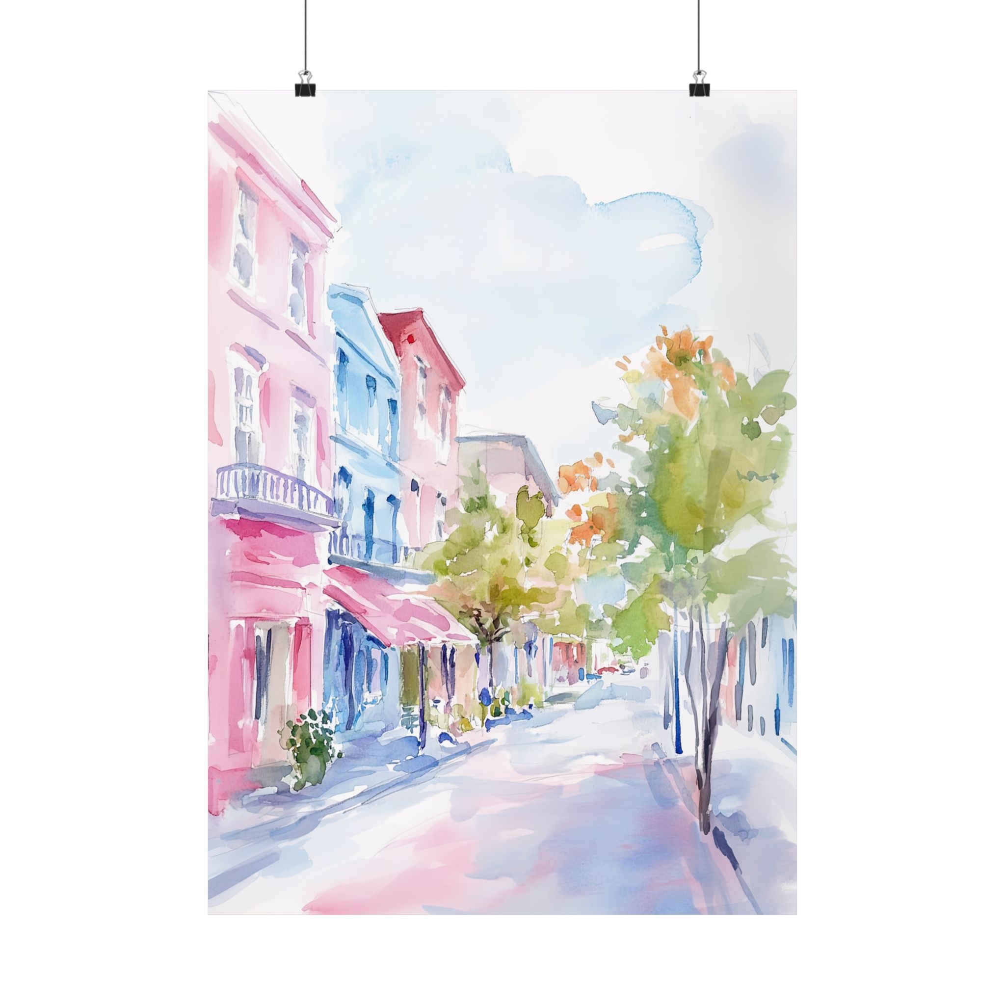 Pastel Charleston Street Scene