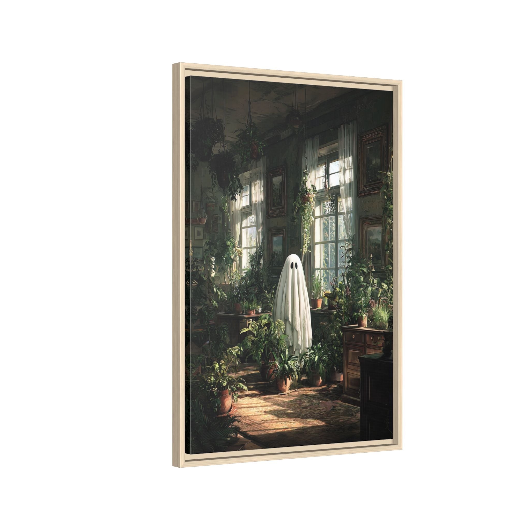 Framed Canvas - Ghost Among Houseplants