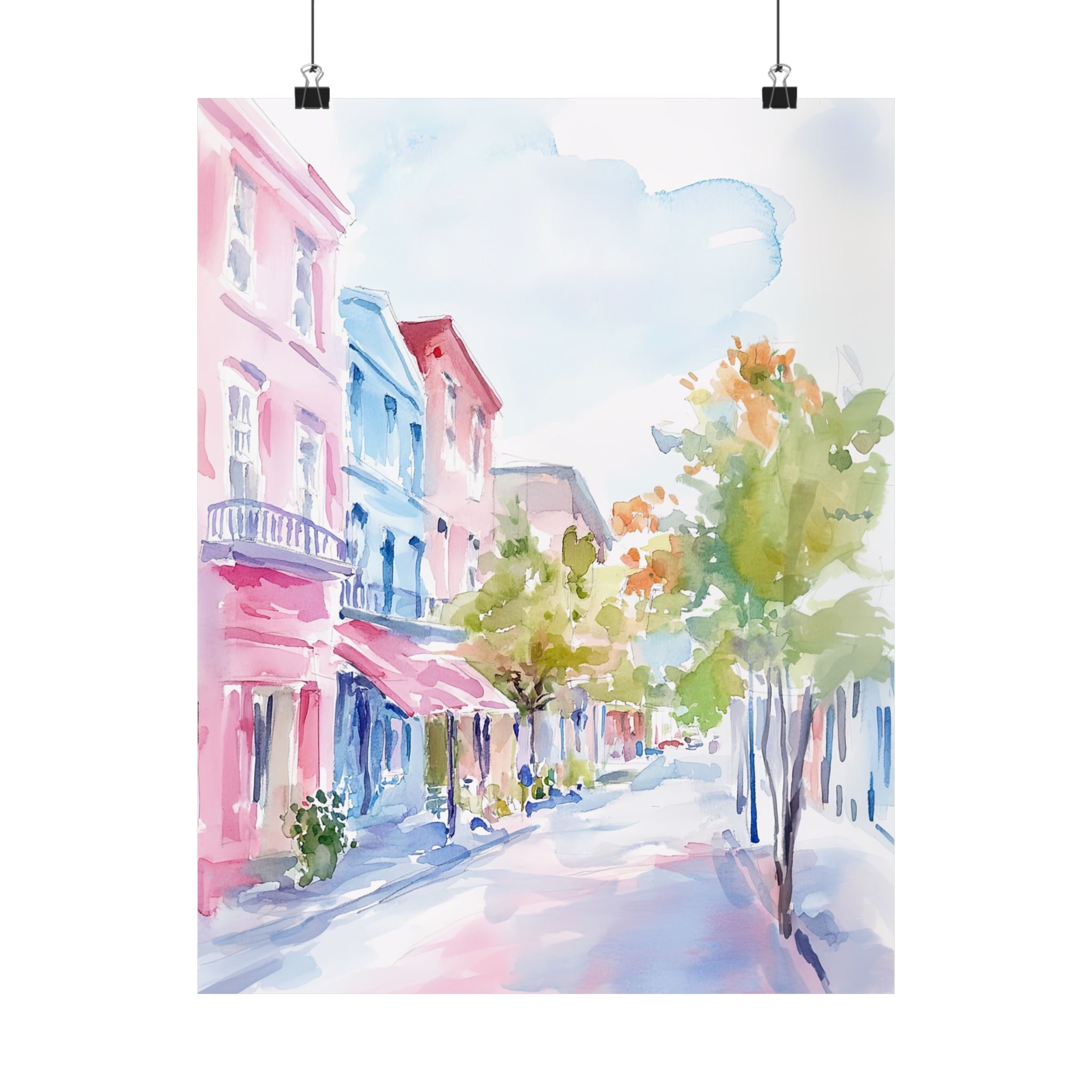 Pastel Charleston Street Scene
