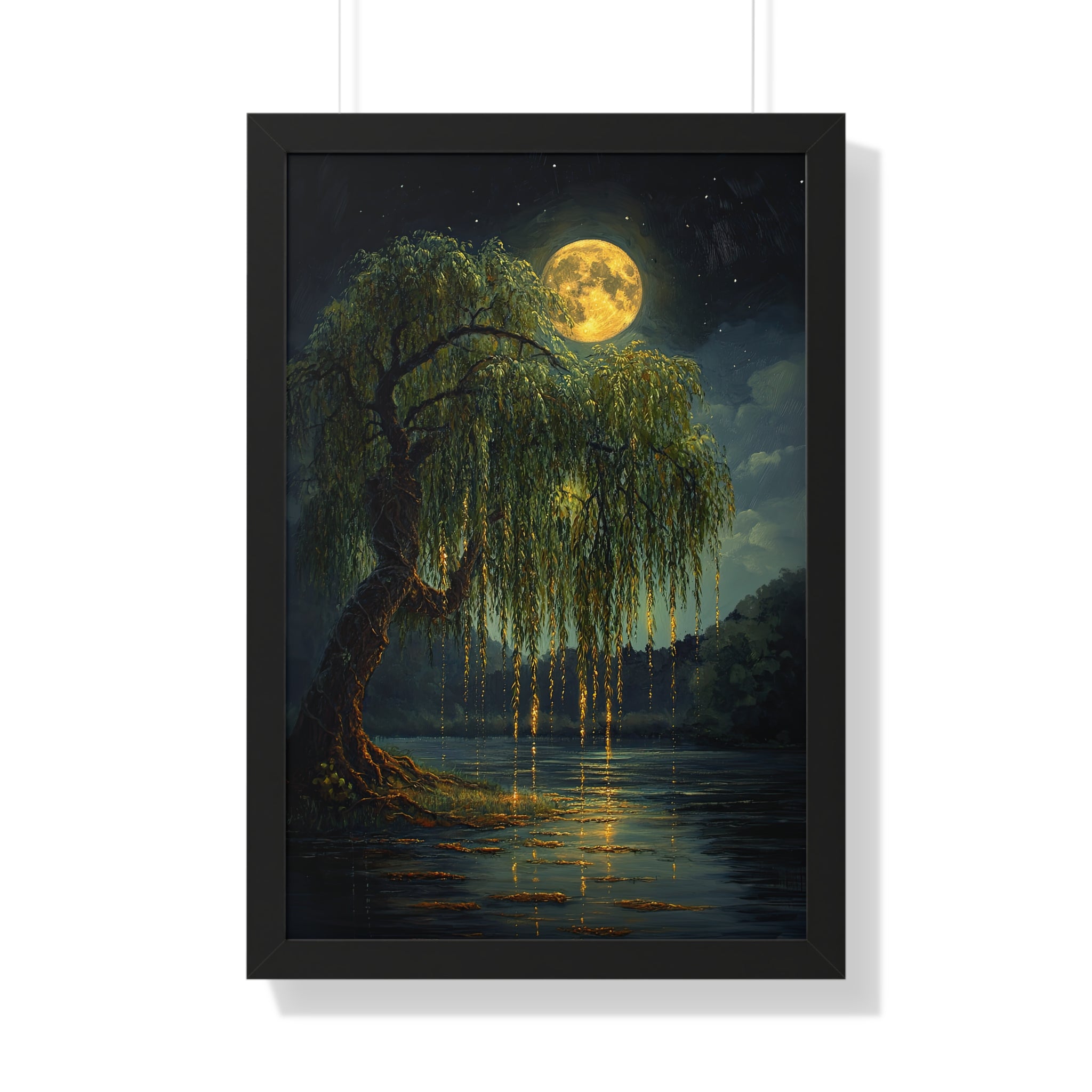 Framed Paper Print - Moonlit Willow Glow