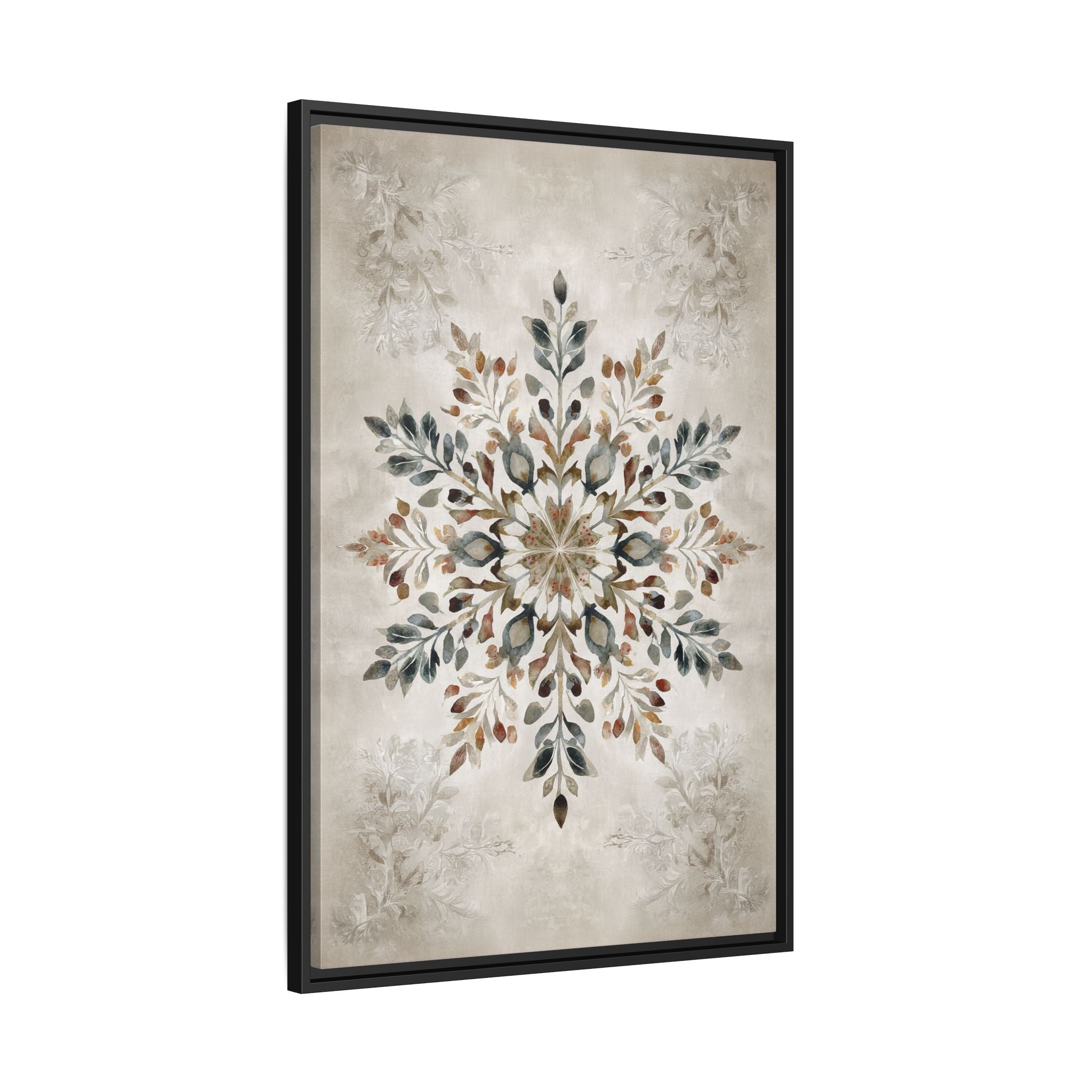 Framed Canvas - Nordic Botanical Snowflake
