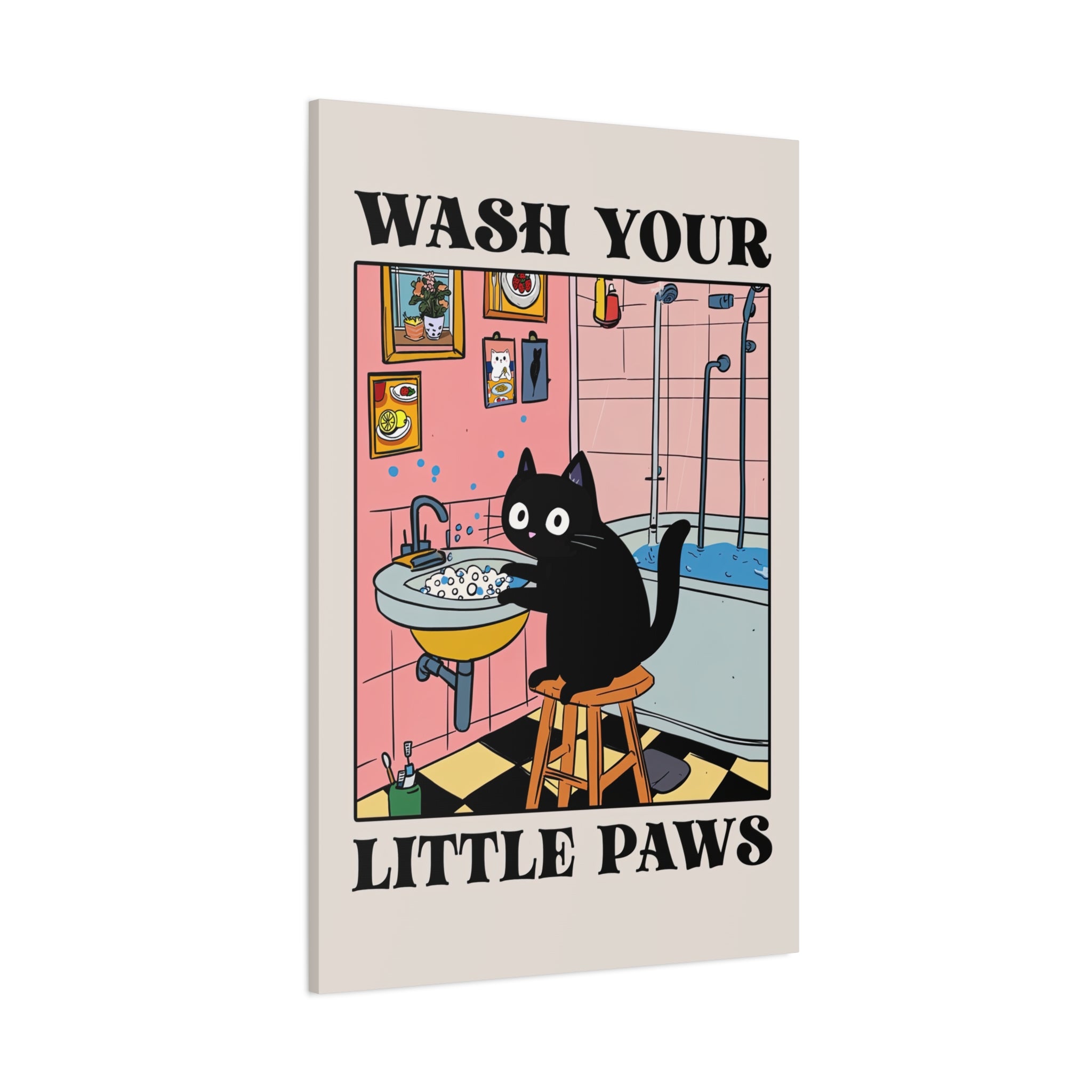 1.25" Matte Canvas - Wash Your Little Paws Cat