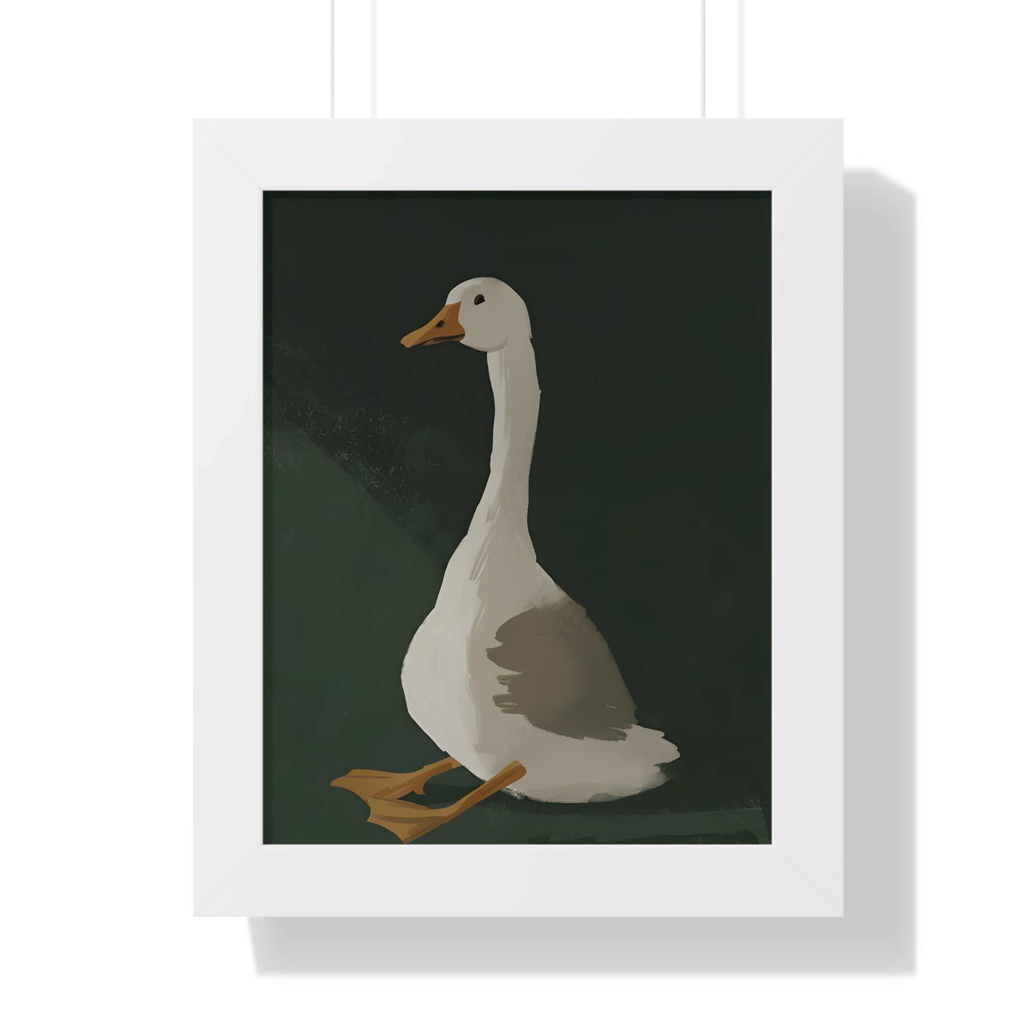 Framed Paper Print - Sitting Goose in Spotlight
