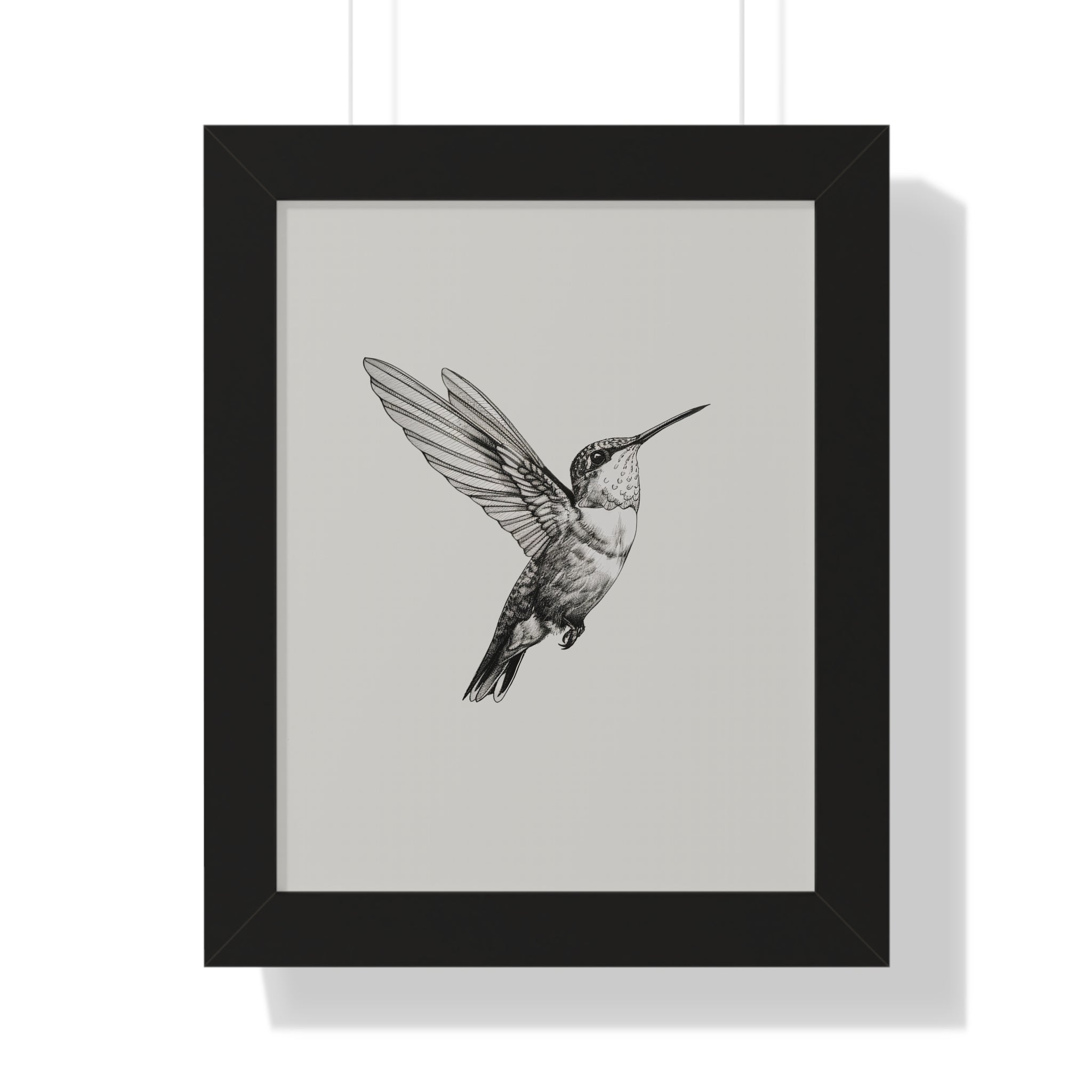 Framed Paper Print - Flying Hummingbird Line Study