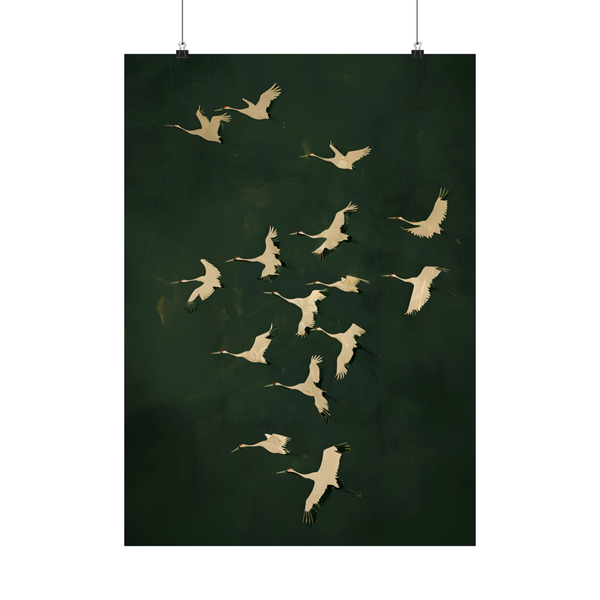 Emerald Sky Japanese Cranes