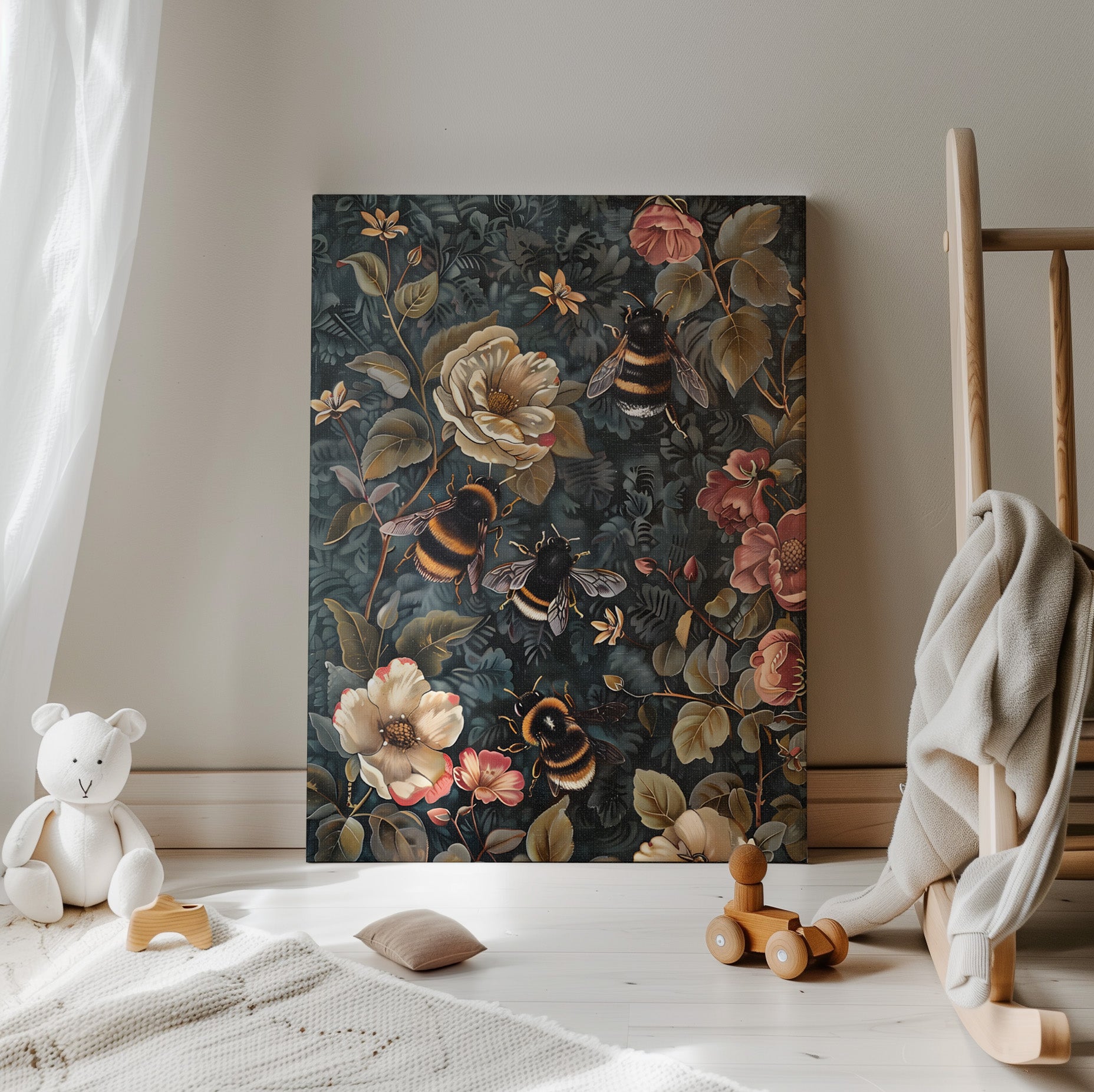 .75" Matte Canvas - Bumblebee Botanical Rhapsody