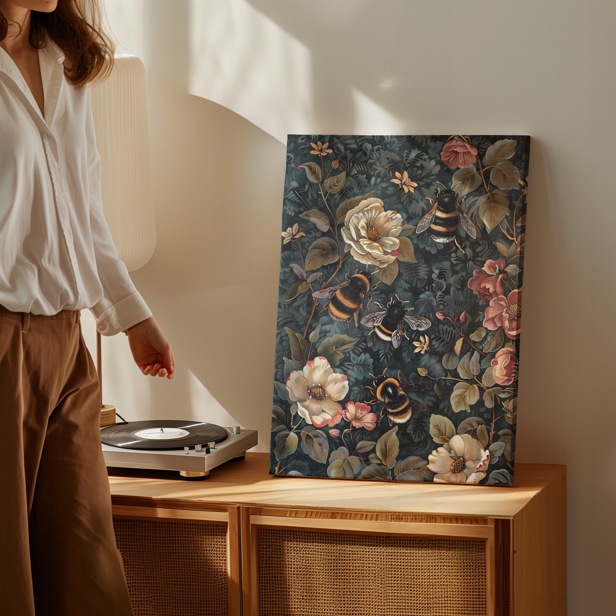 .75" Matte Canvas - Bumblebee Botanical Rhapsody