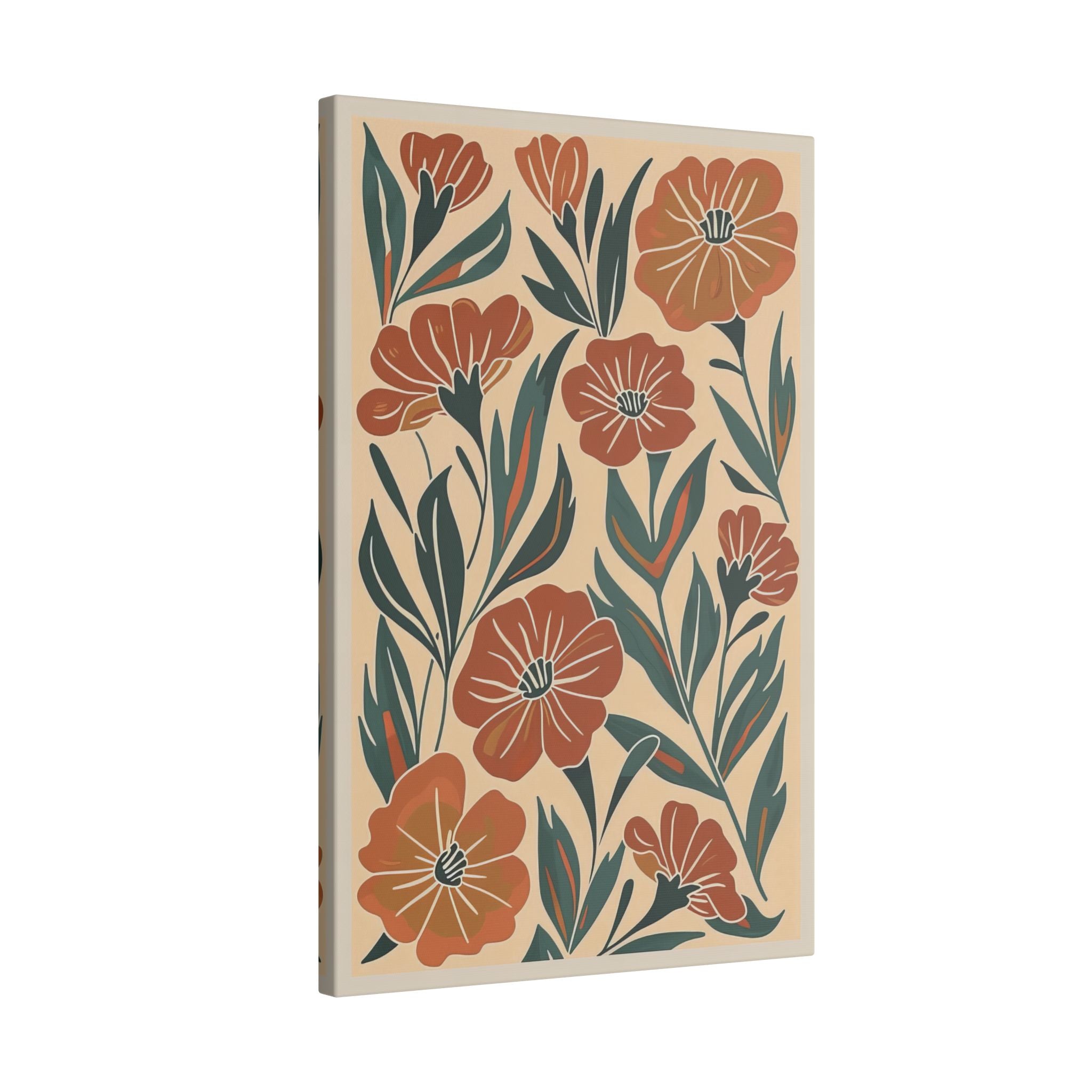 .75" Matte Canvas - Burnt Orange Boho Blossoms