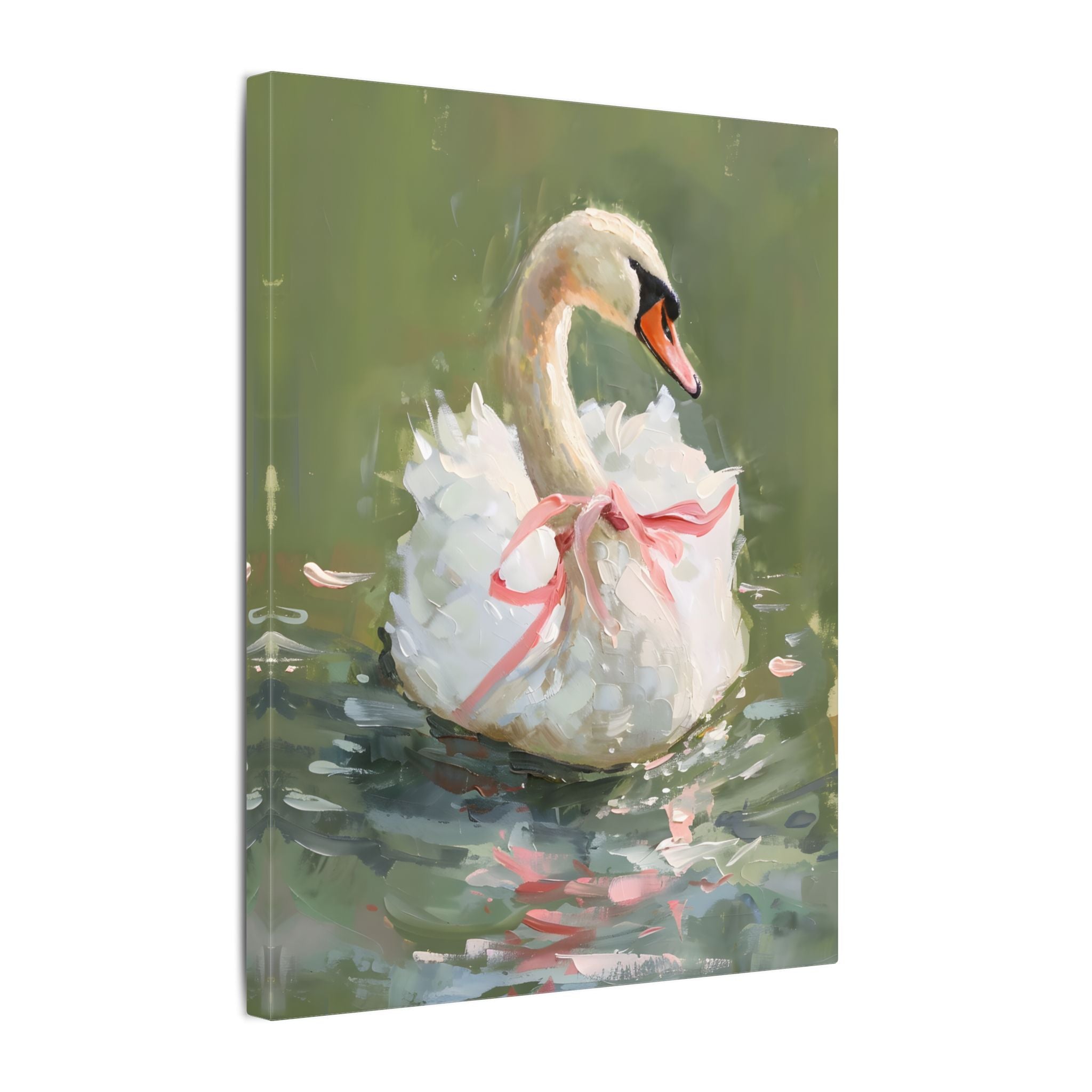 .75" Matte Canvas - Ballet Swan in Pink Bow