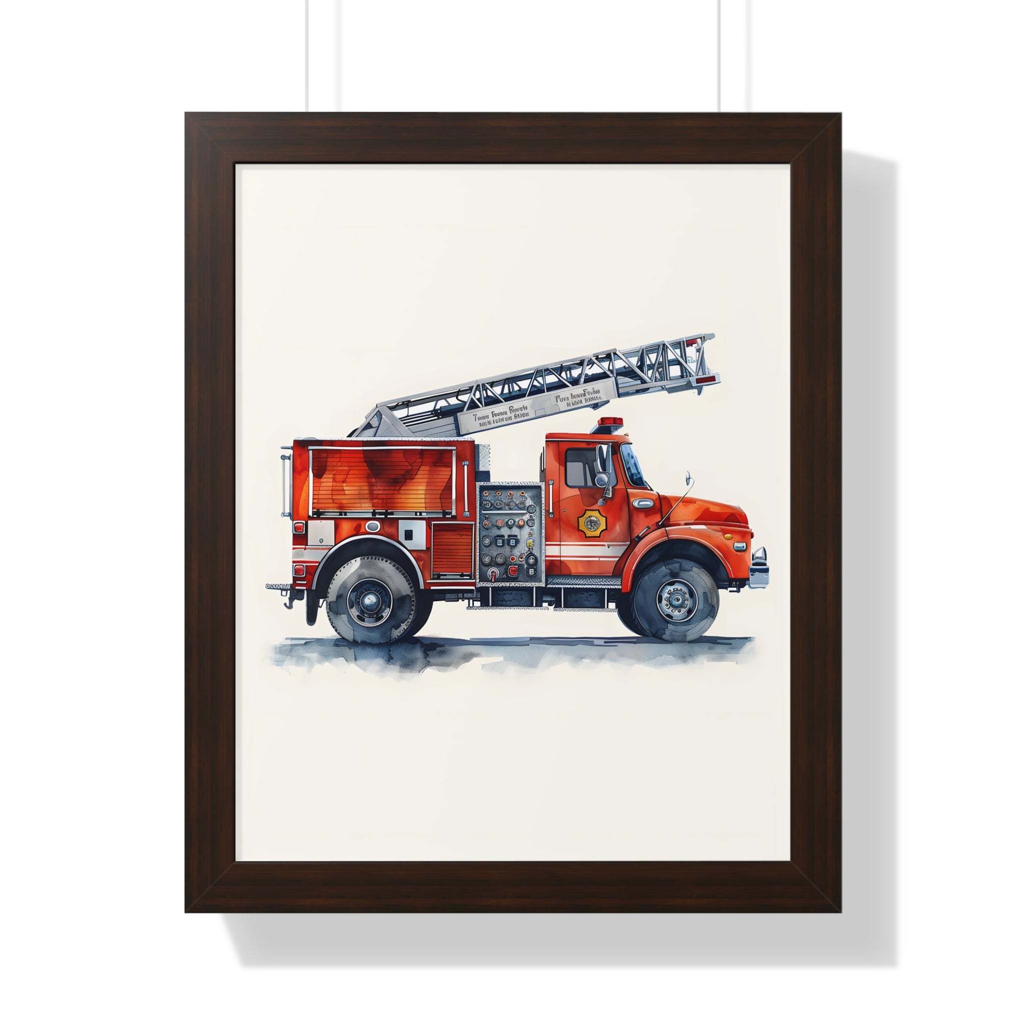 Framed Paper Print - Ladder Firetruck Nursery