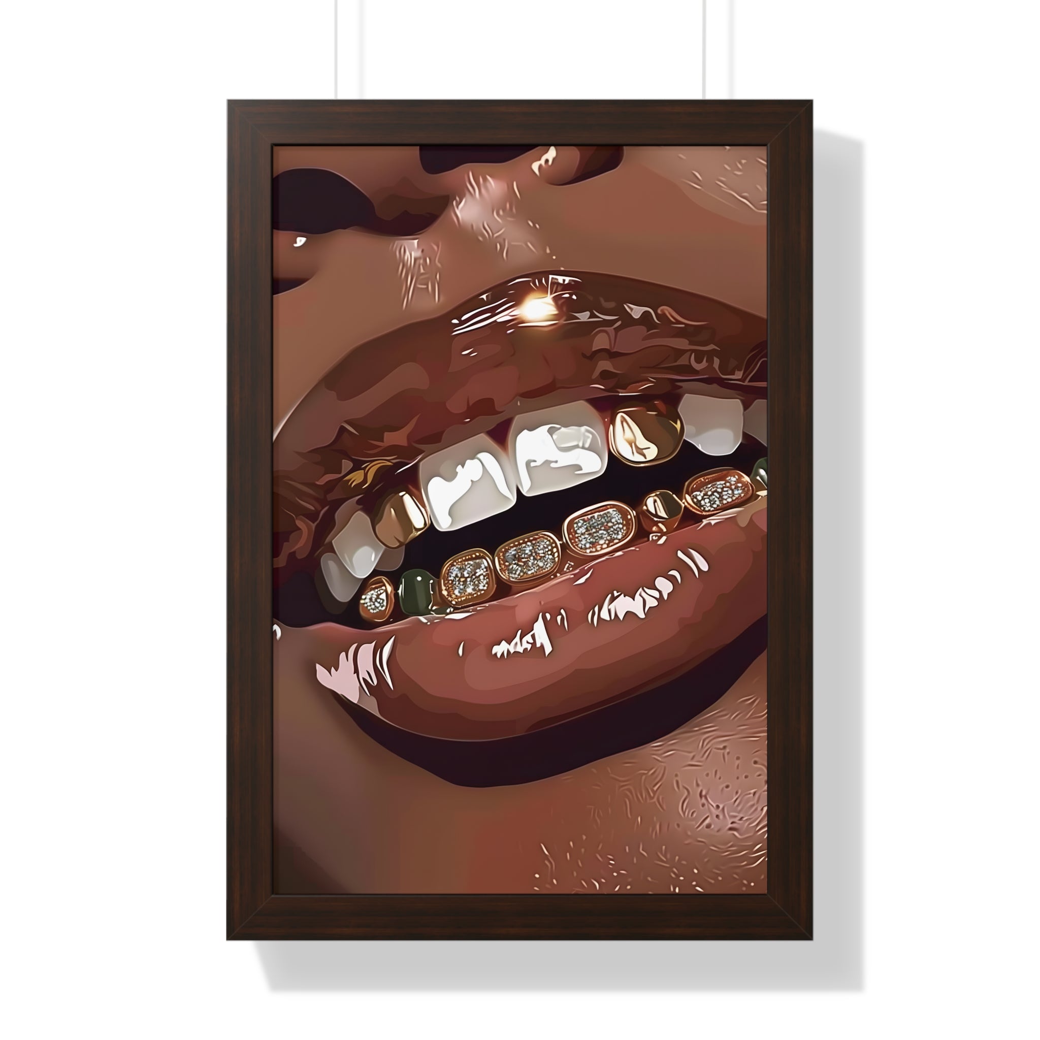 Framed Paper Print - Golden Grill Smile
