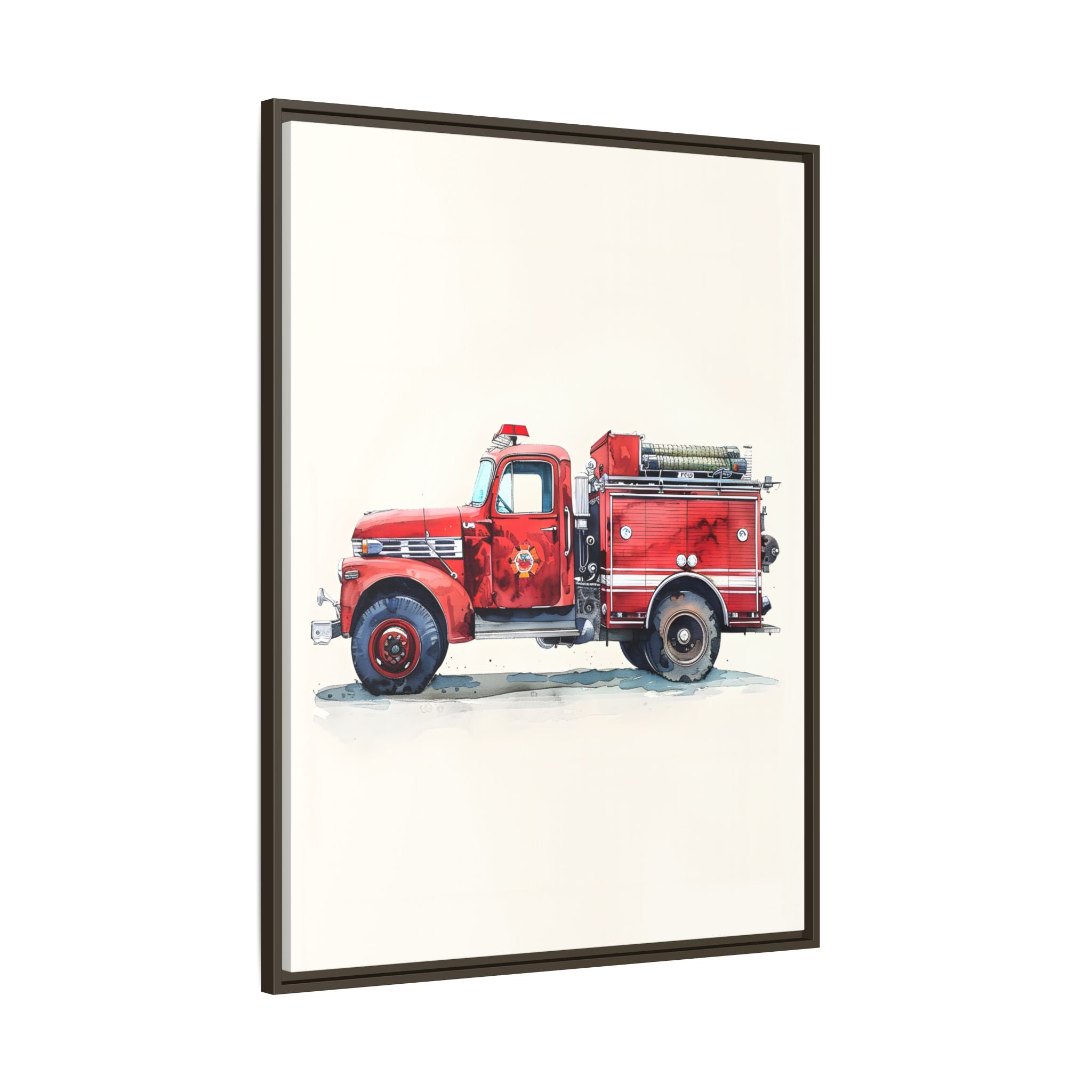 Framed Canvas - Vintage Firetruck Nursery