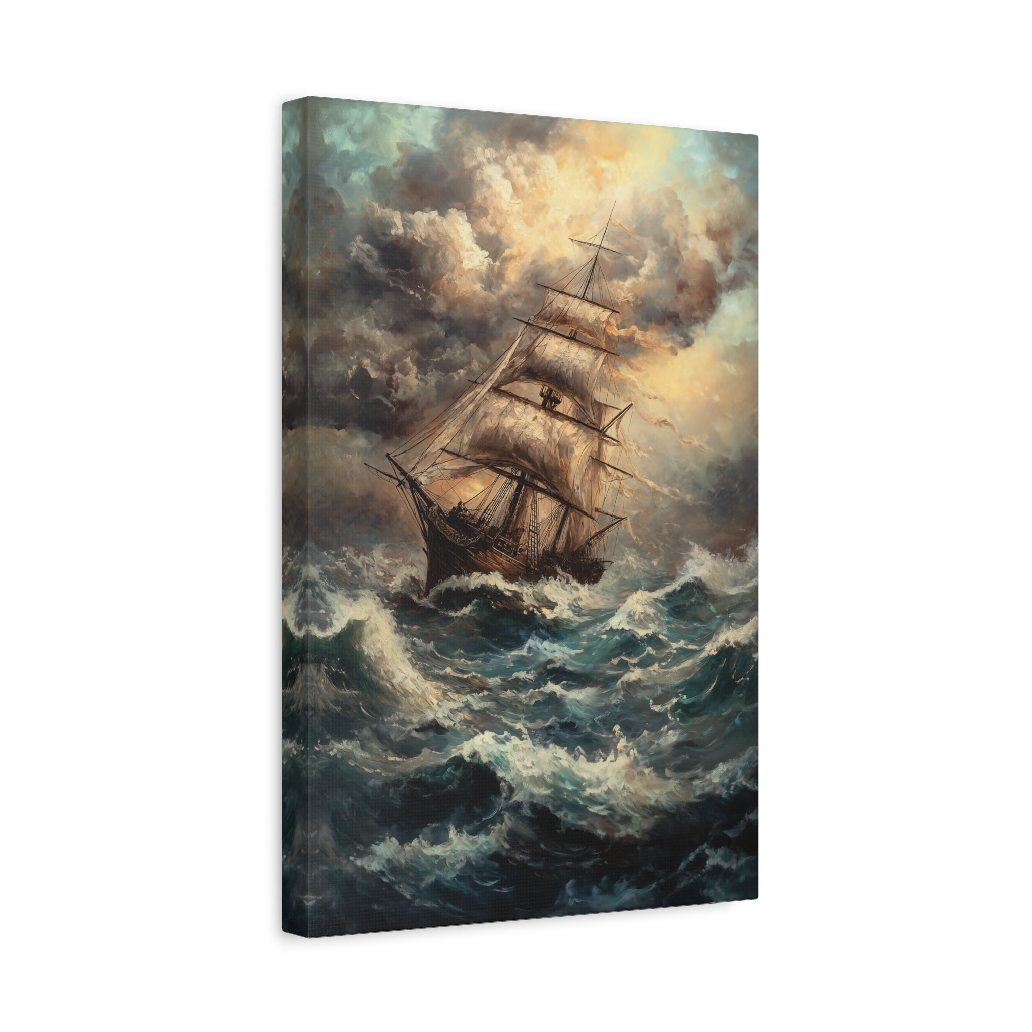 1.25" Matte Canvas - Stormy Voyage Sailing Ship