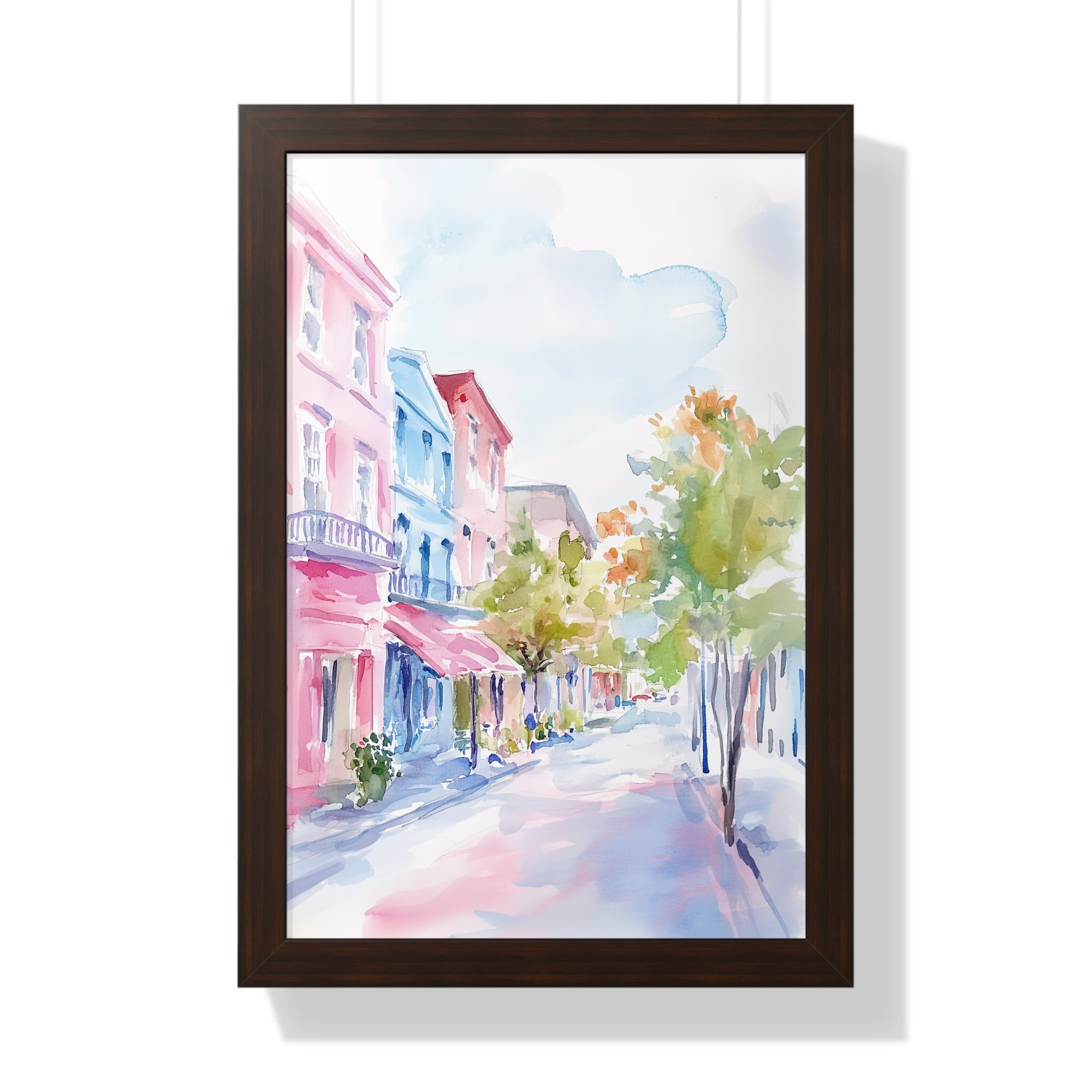 Framed Paper Print - Pastel Charleston Street Scene