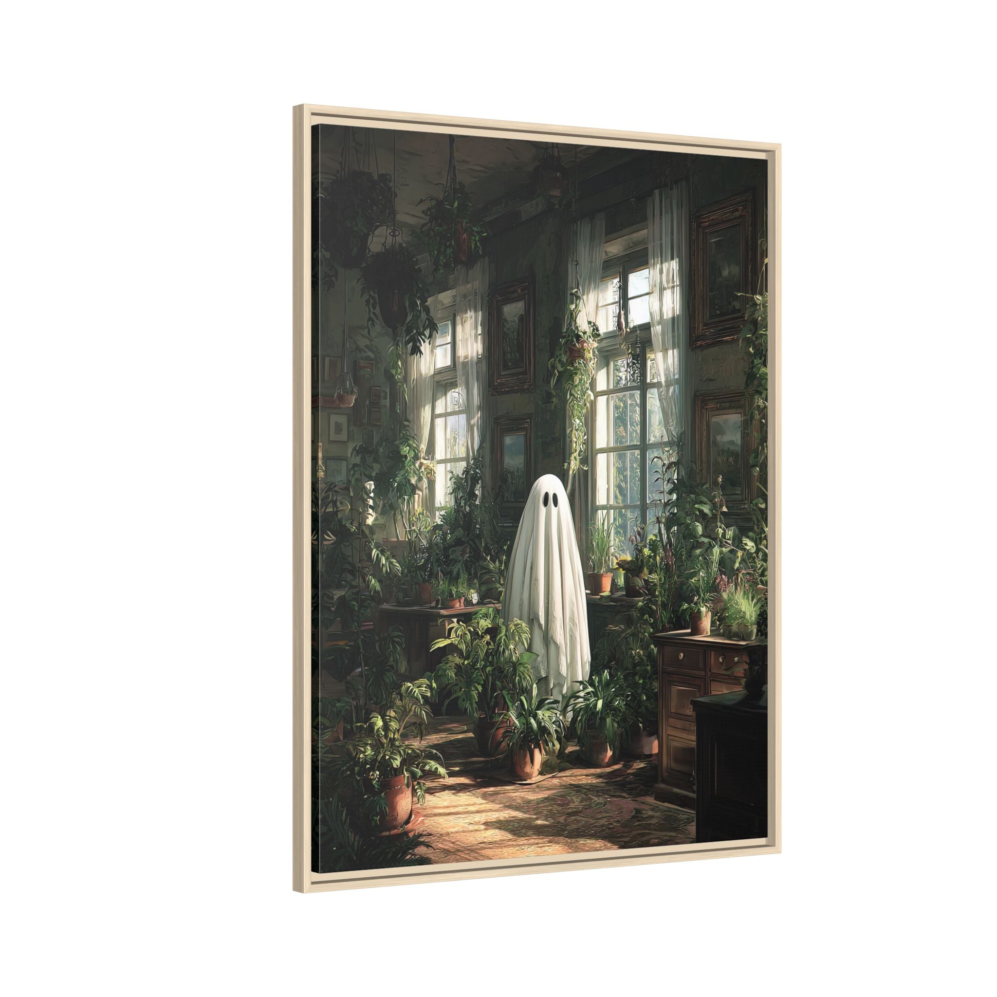 Framed Canvas - Ghost Among Houseplants