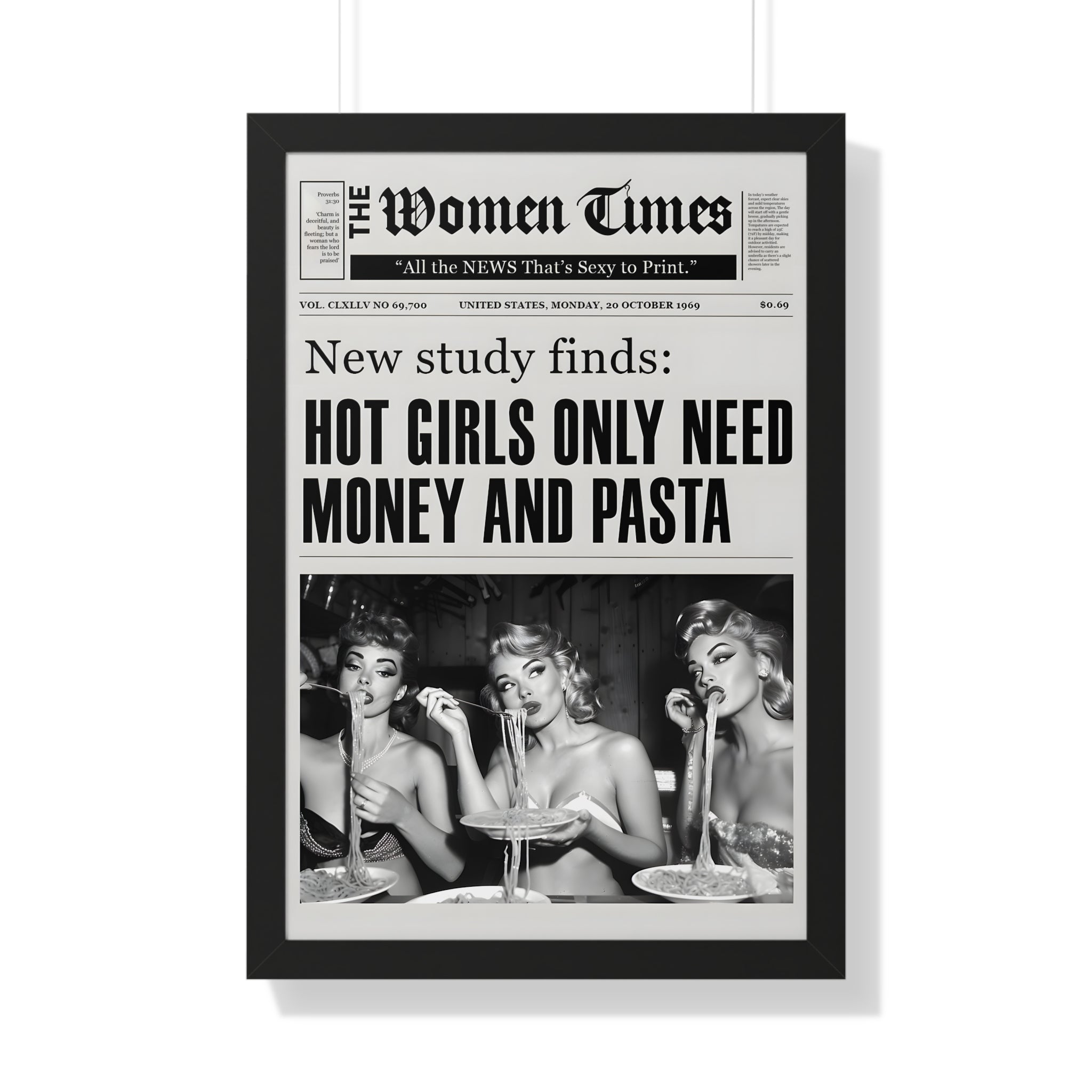Framed Paper Print - Retro Pasta Gazette