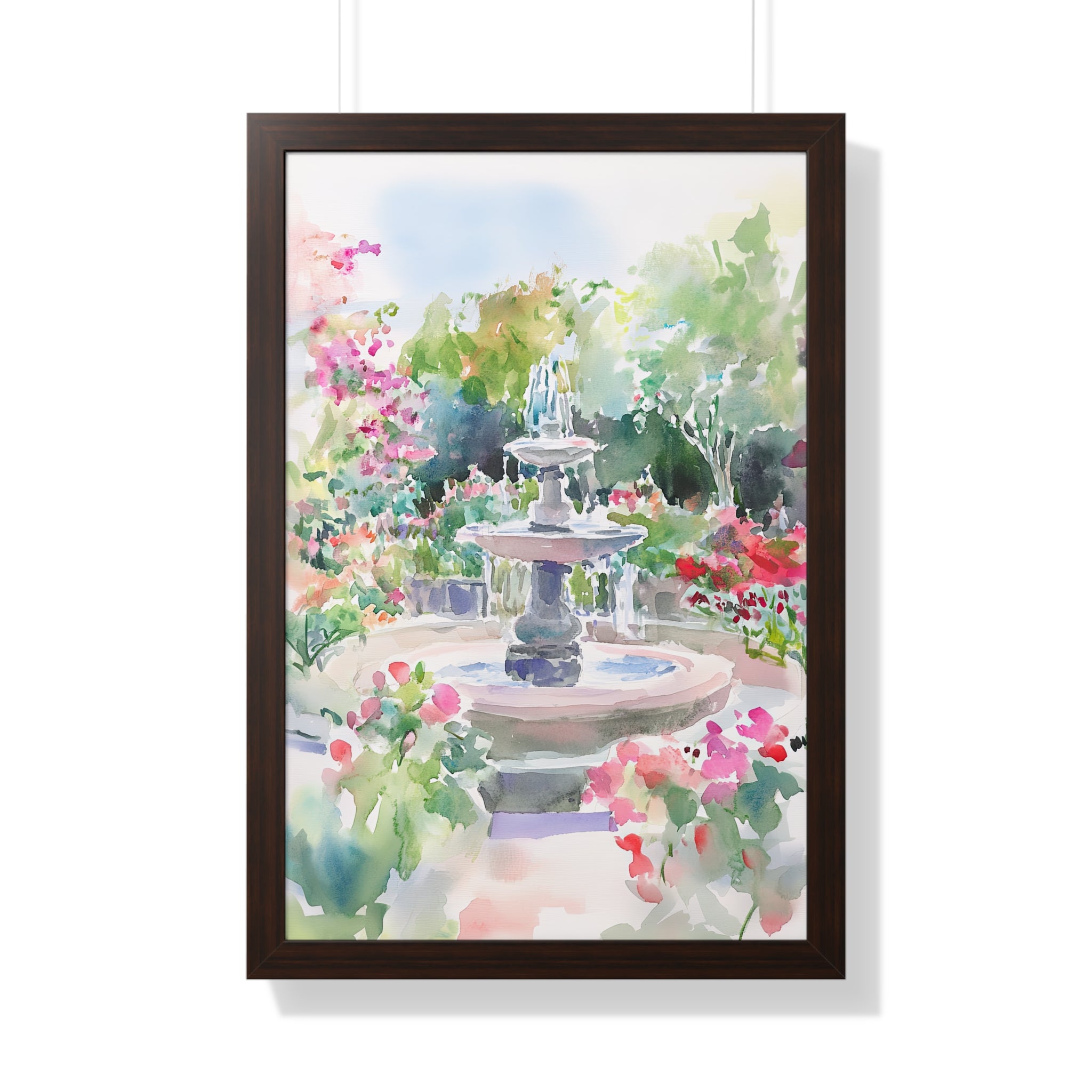 Framed Paper Print - Charleston Garden Fountain View