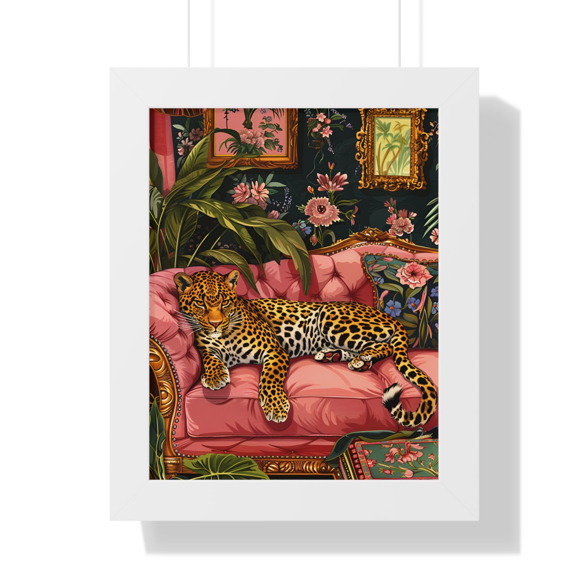 Framed Paper Print - Leopard Lounge in Bloom