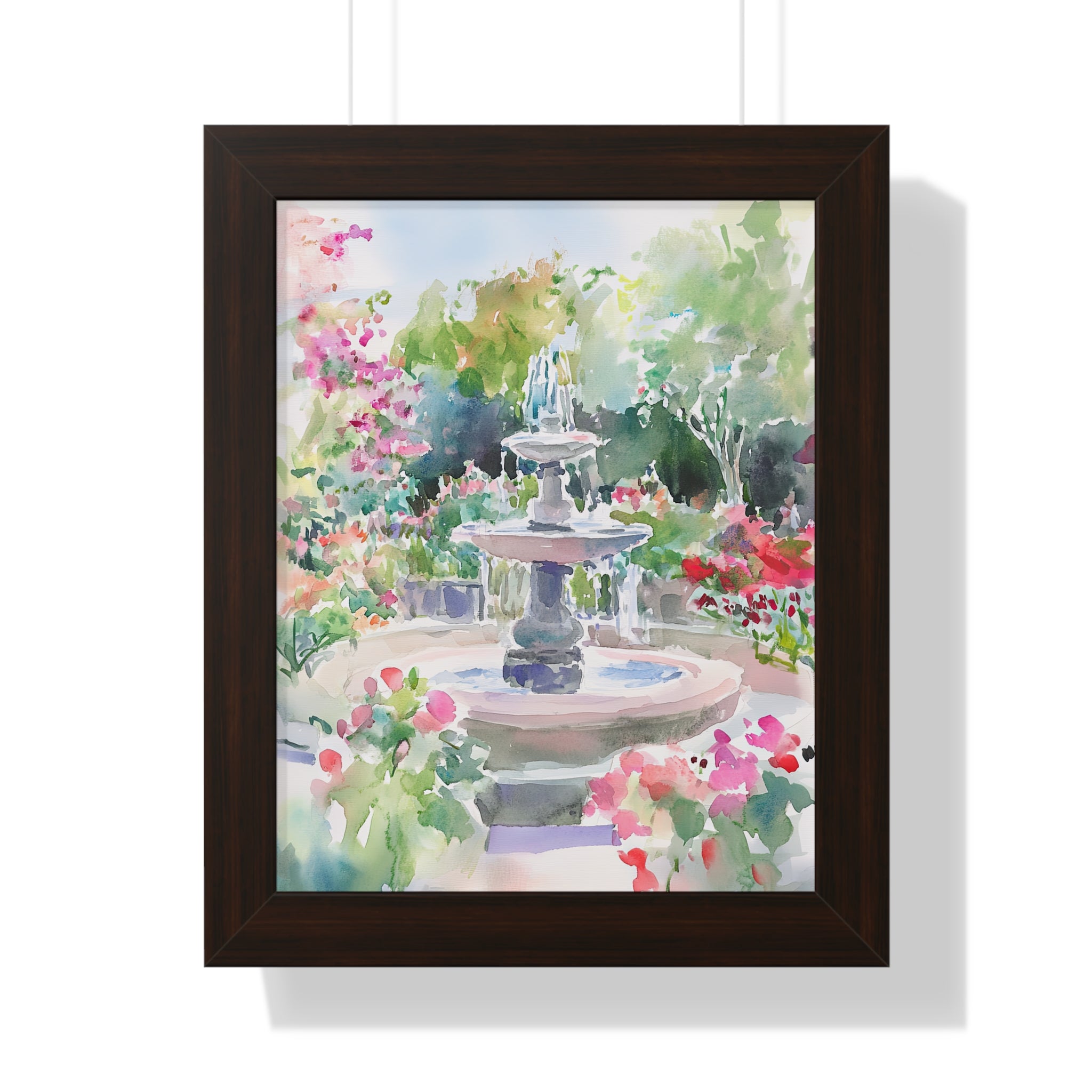 Framed Paper Print - Charleston Garden Fountain View
