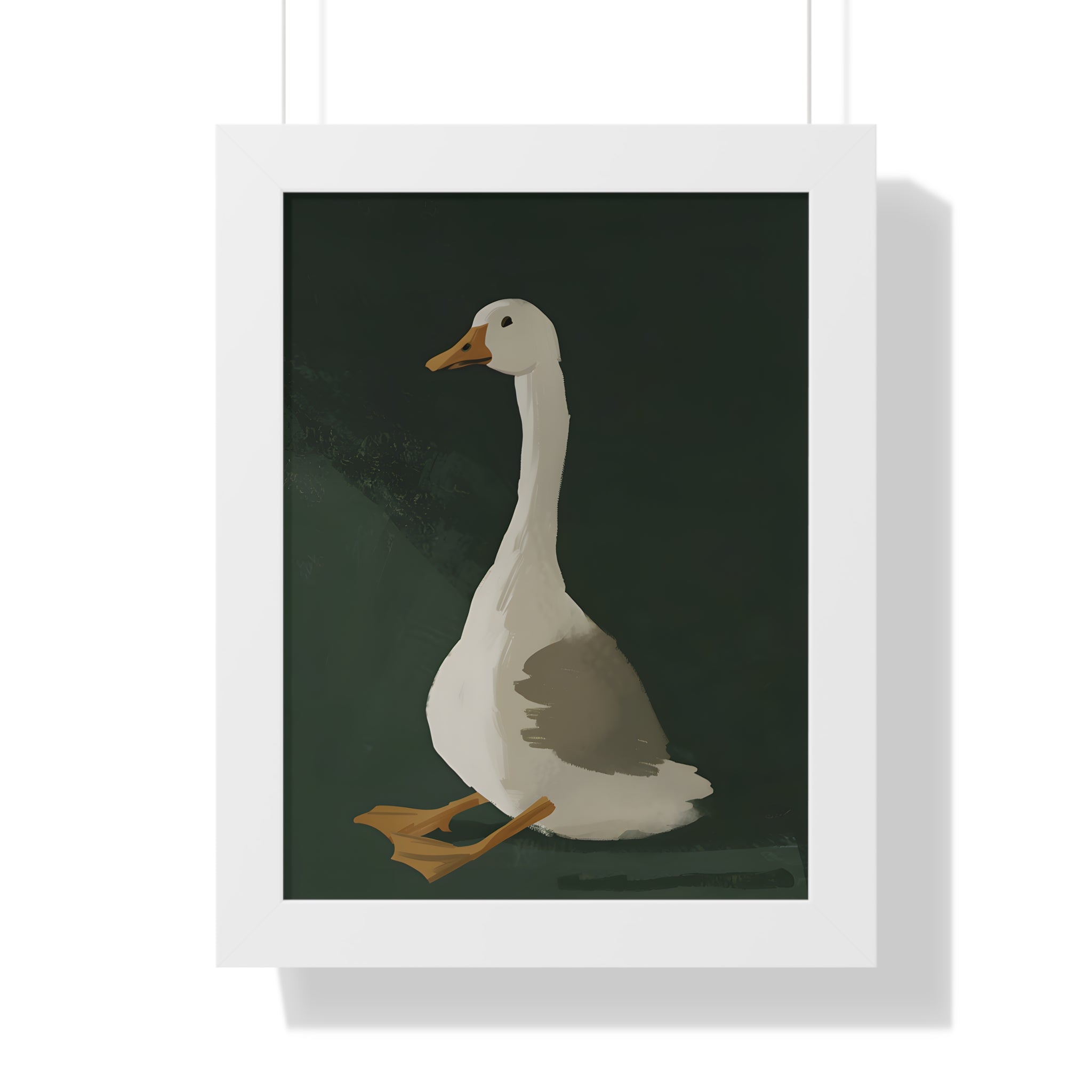 Framed Paper Print - Sitting Goose in Spotlight