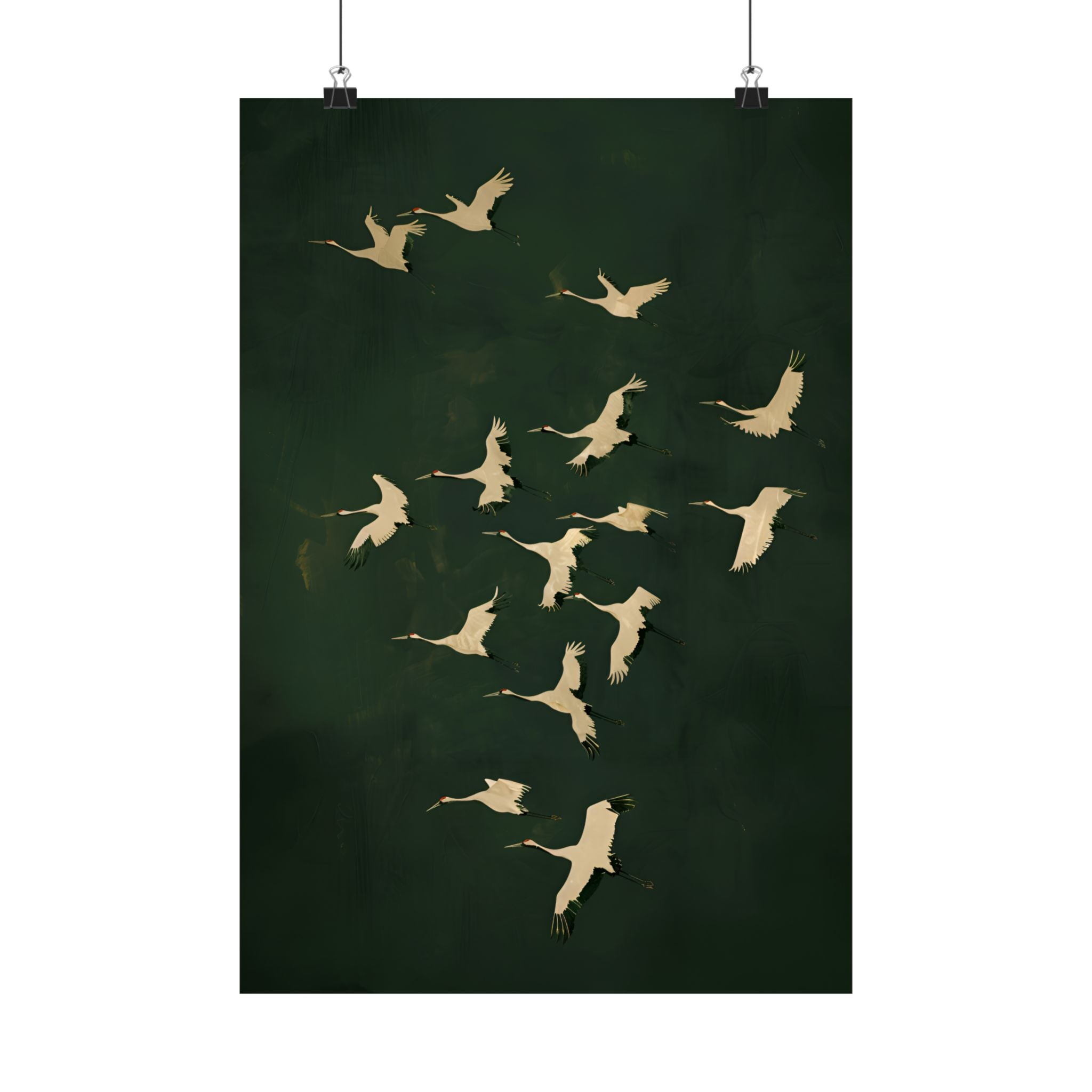 Emerald Sky Japanese Cranes