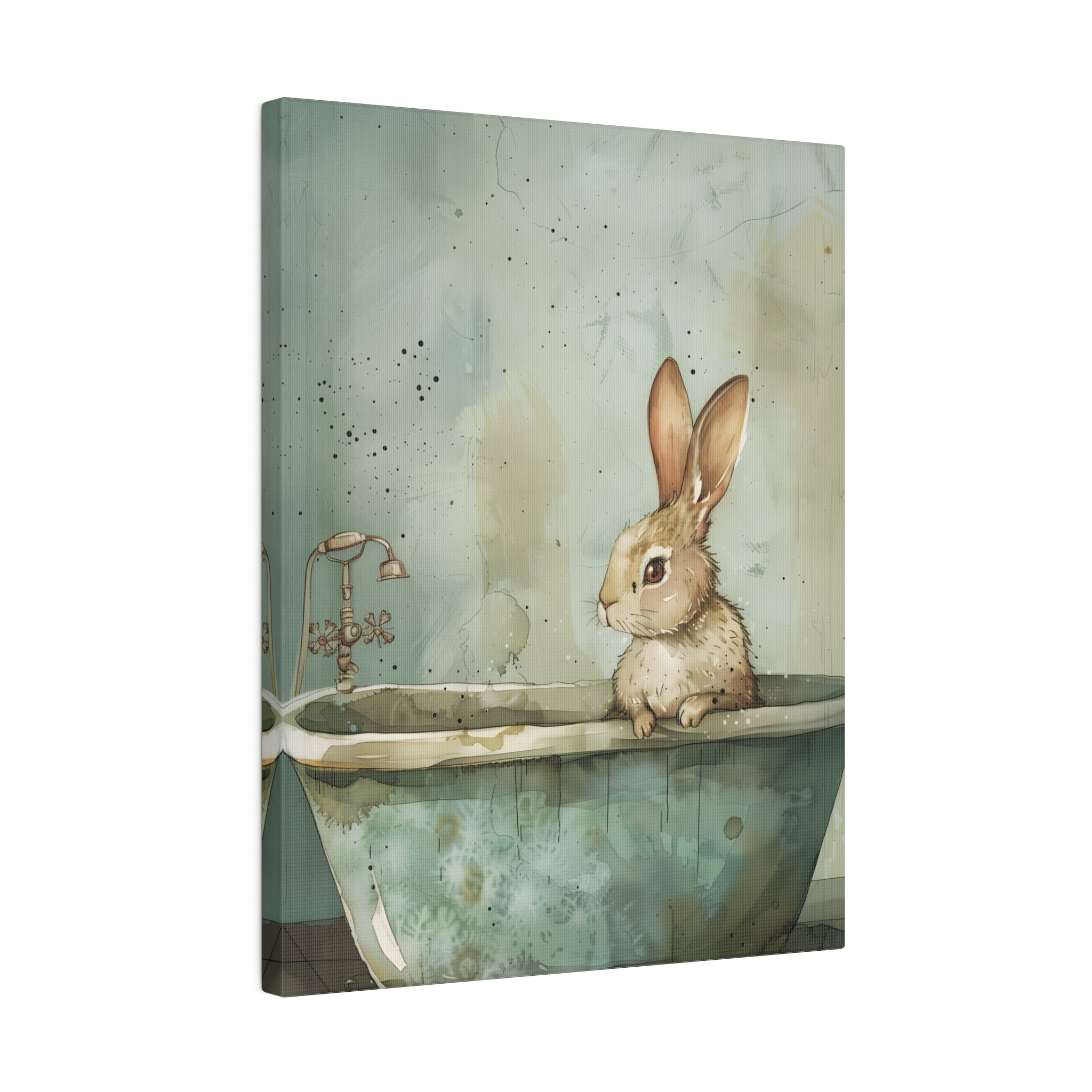 .75" Matte Canvas - Bunny Bath Day Whimsy