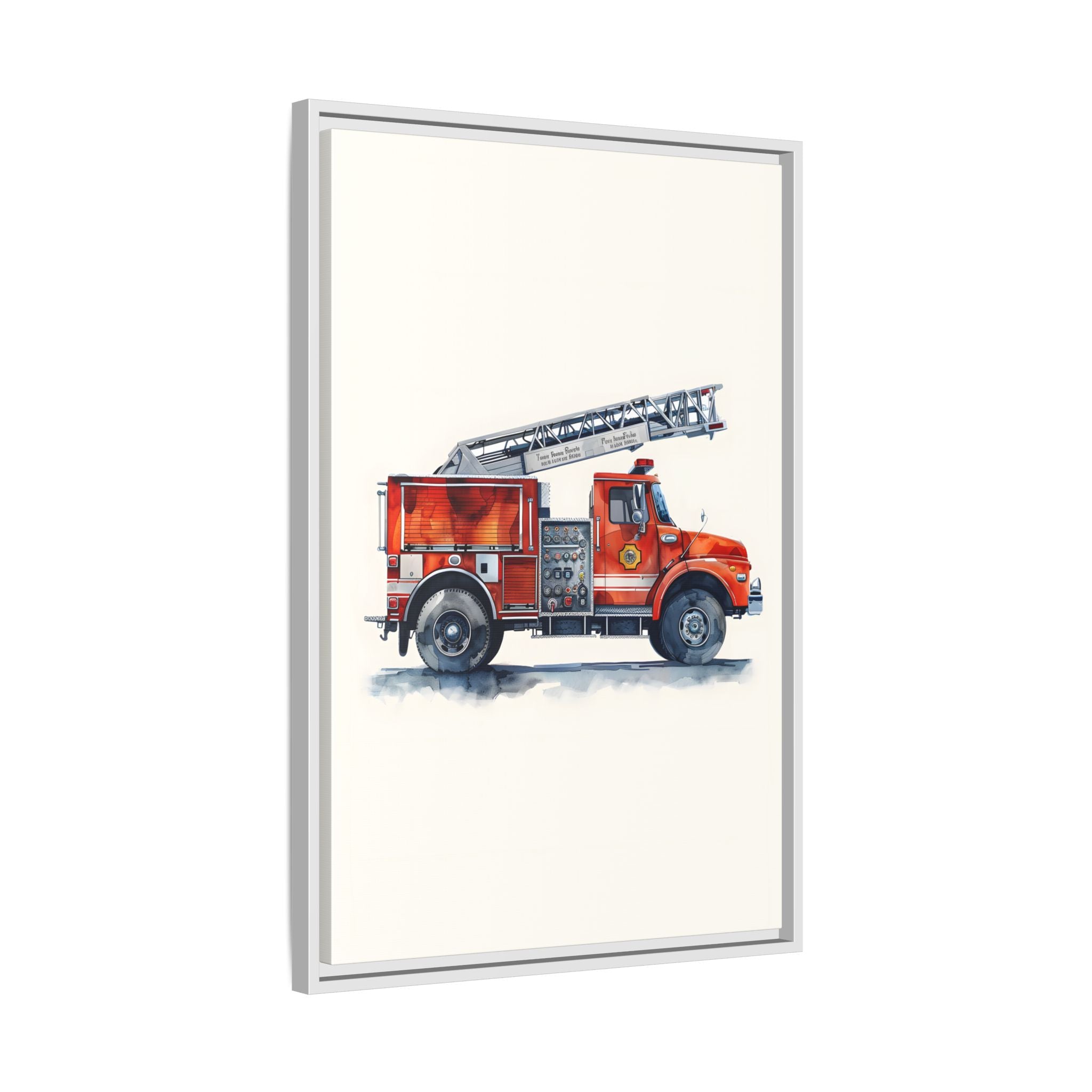 Framed Canvas - Ladder Firetruck Nursery