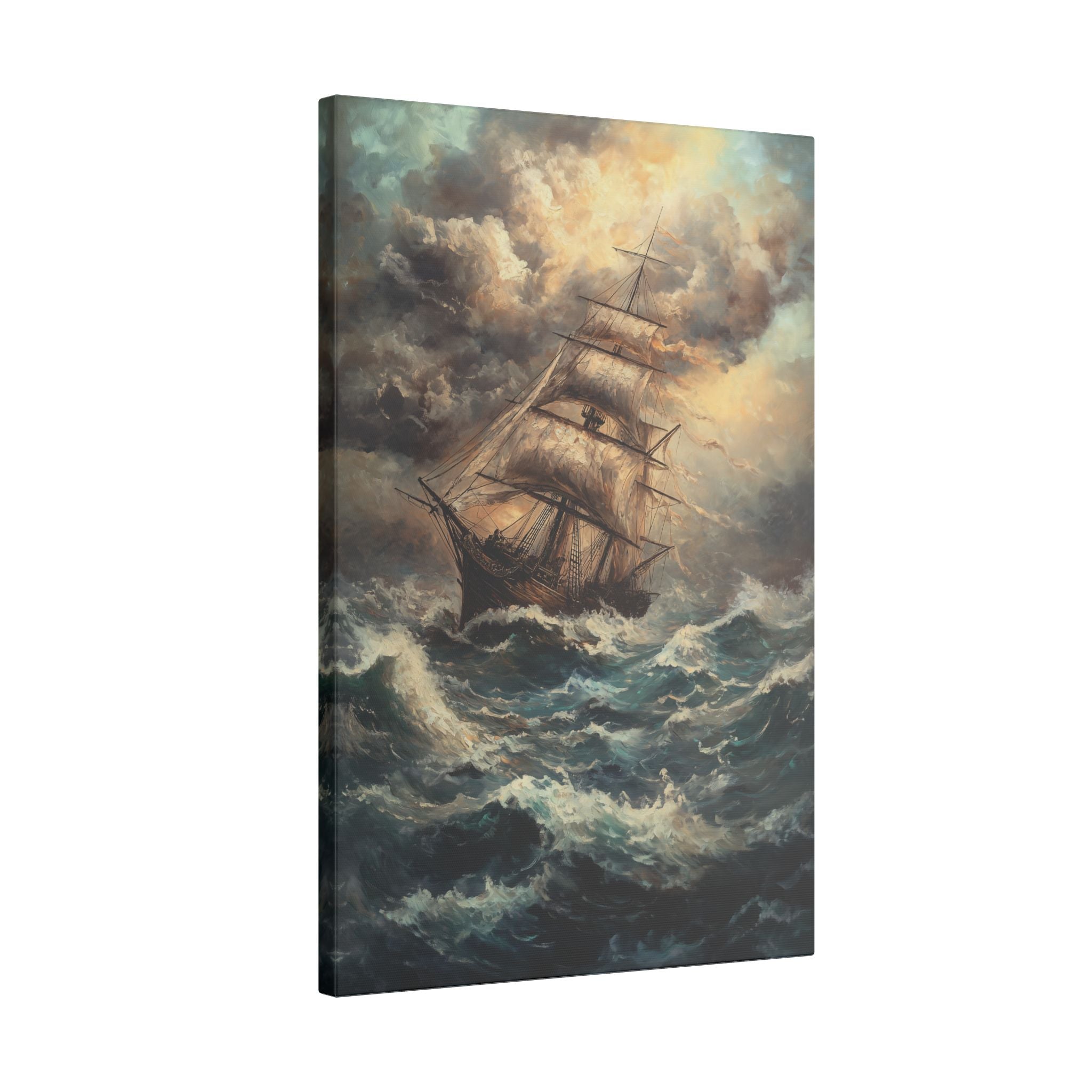 .75" Matte Canvas - Stormy Voyage Sailing Ship