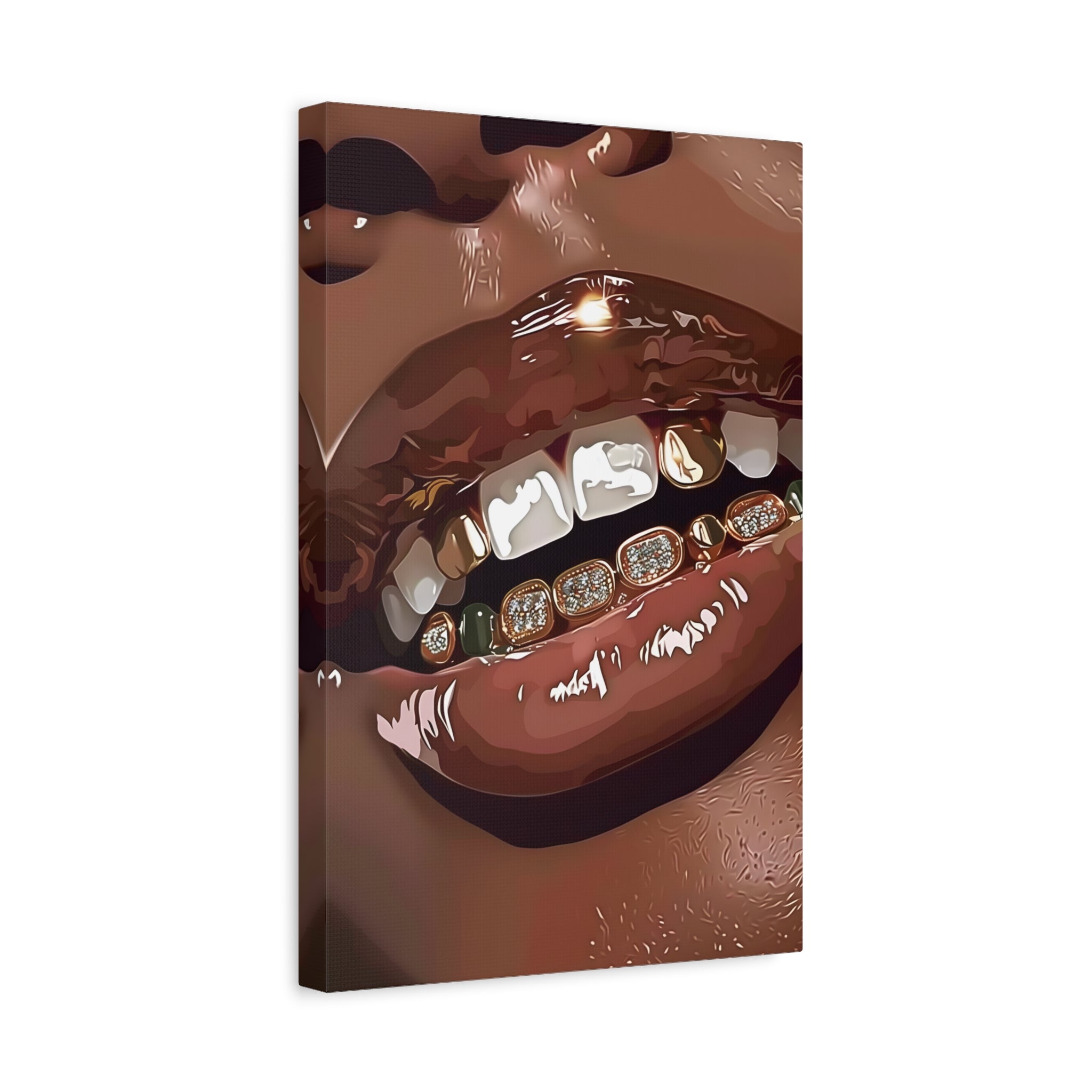 1.25" Matte Canvas - Golden Grill Smile