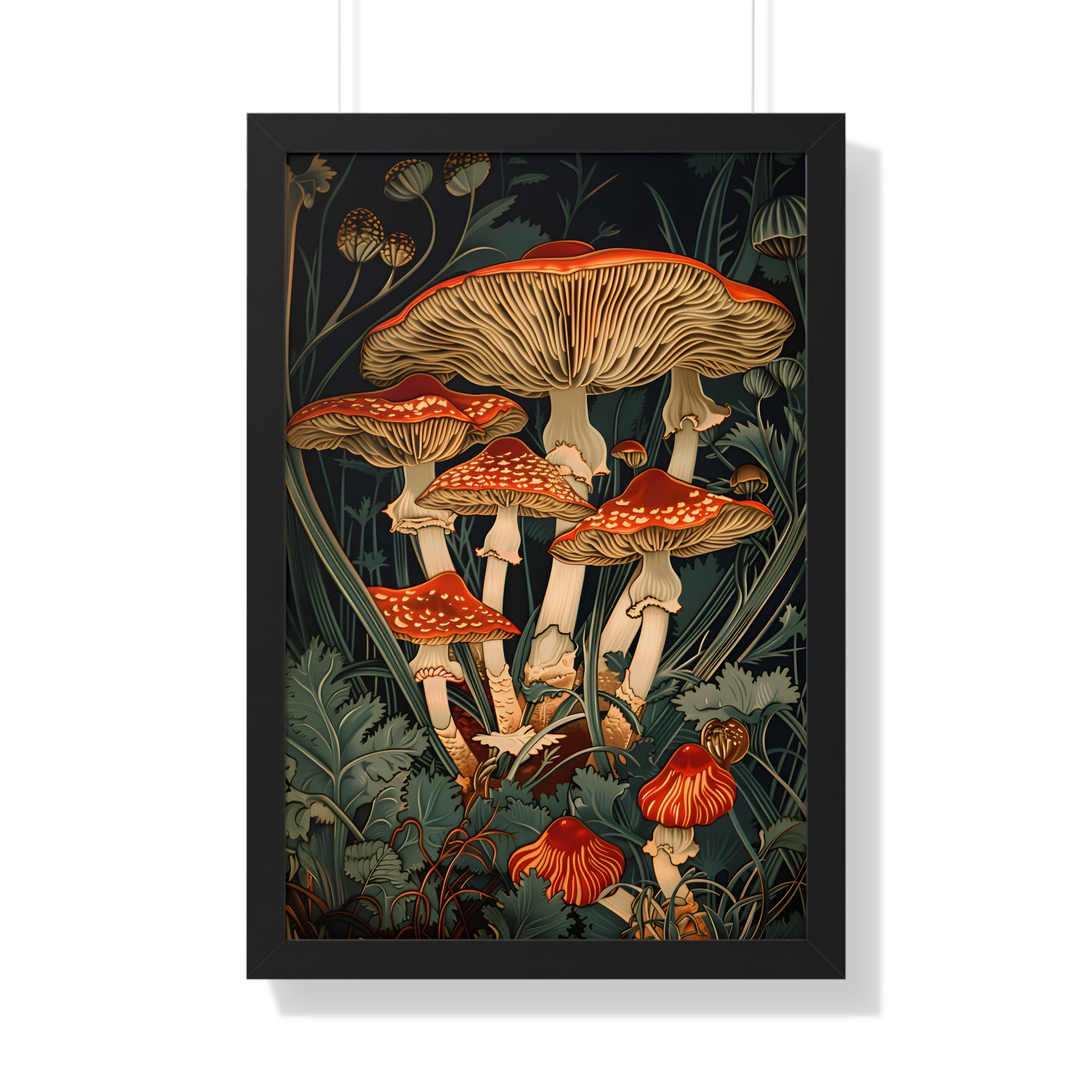Framed Paper Print - Woodland Mushrooms Revival